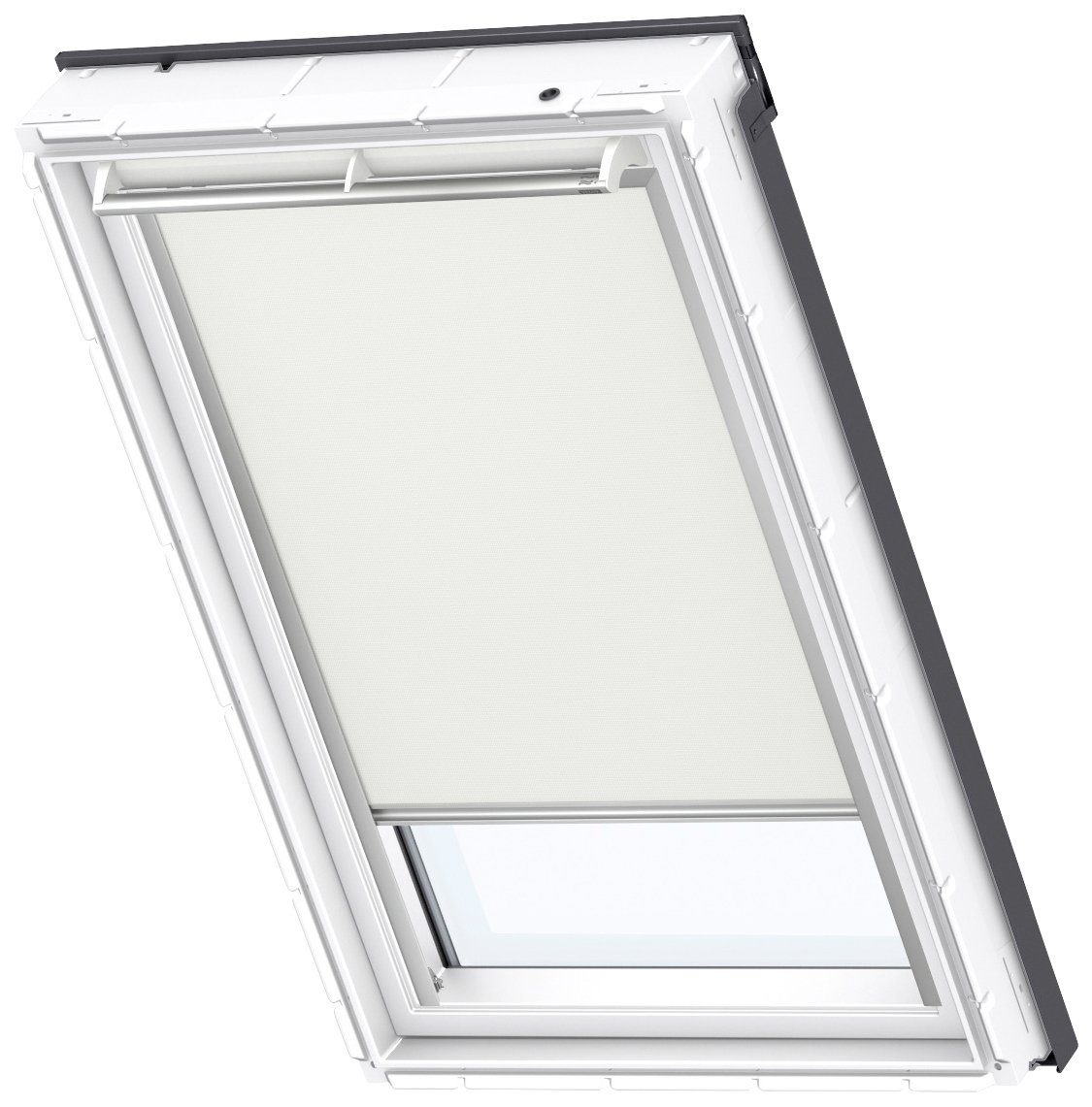 Verdunklungsrollo DKL Y85 1085S, VELUX, verdunkelnd, ohne Bohren, in Führungsschienen, VELUX »Pick & Click!«, alufarbene Führungsschienen & Griffleiste