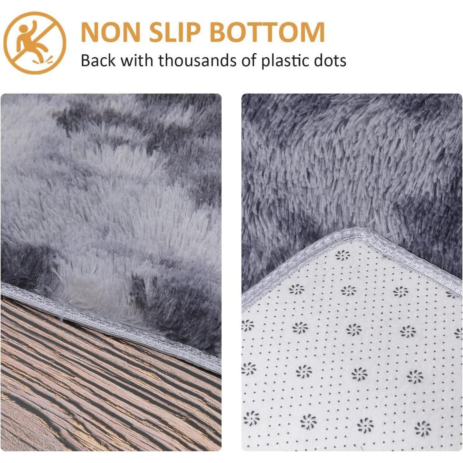 Pauwer Hochflor-Teppich Hochflor Teppich Shaggy Weich 120x160 cm Dunkelgrau Rutschfest