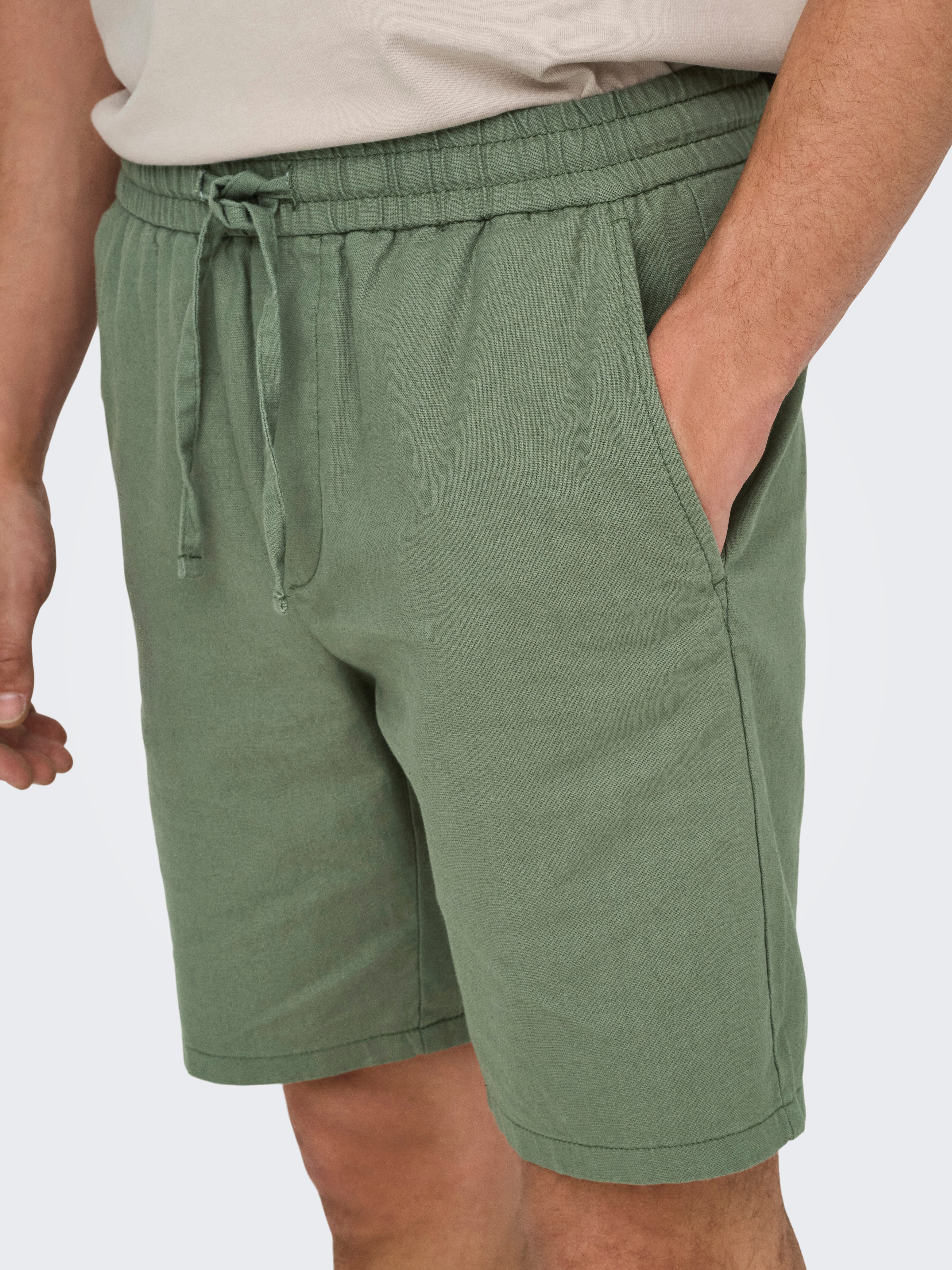 ONLY & SONS Shorts ONSLINUS 0007 COT LIN SHORTS NOOS Baumwolle mit Leinen, normal geschnitten – Bild 2 von 5
