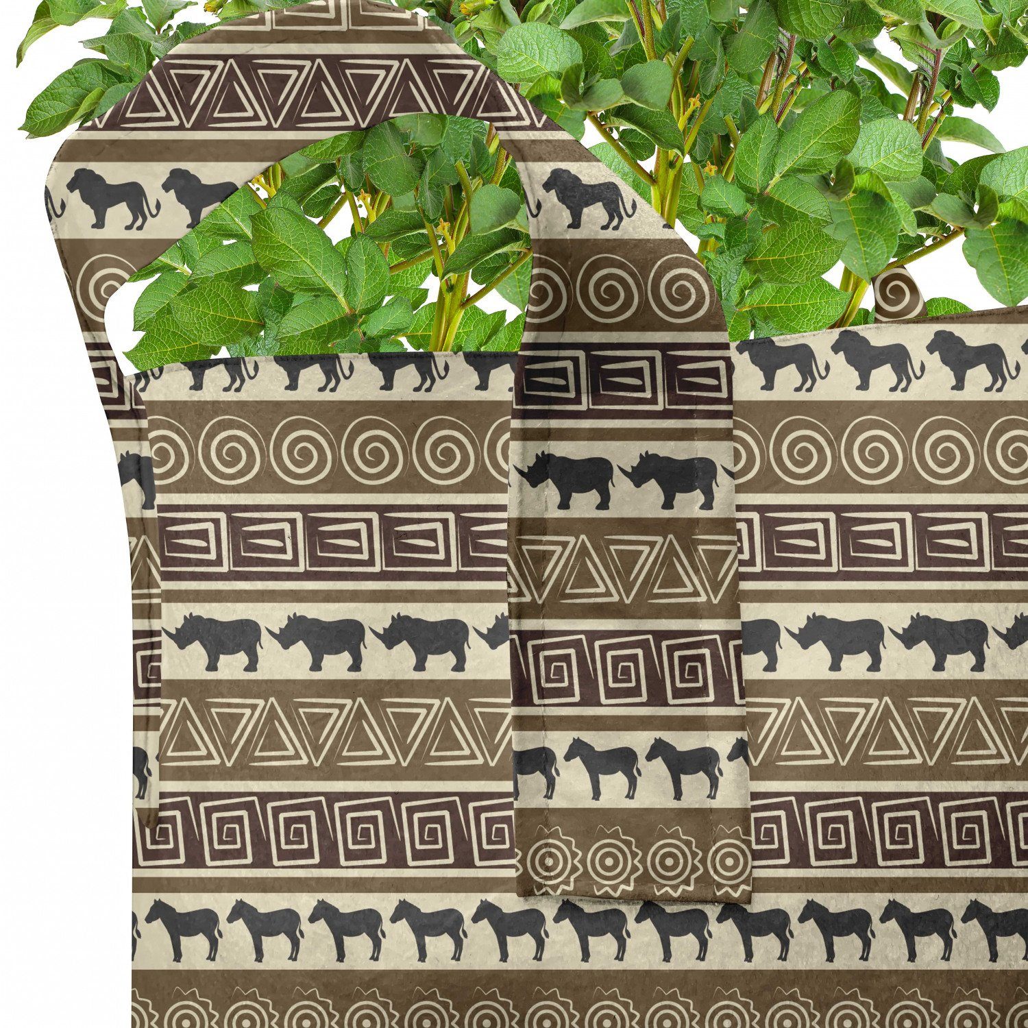 Abakuhaus Pflanzkübel Afrika hochleistungsfähig für Griffen Stofftöpfe Tiere Stripes Geometrisch mit Pflanzen, Theme