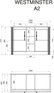 Kochstation Spülenschrank KS-Westminster im romantischen Landhausstil, Breite 130 cm, exclusiv by Otto