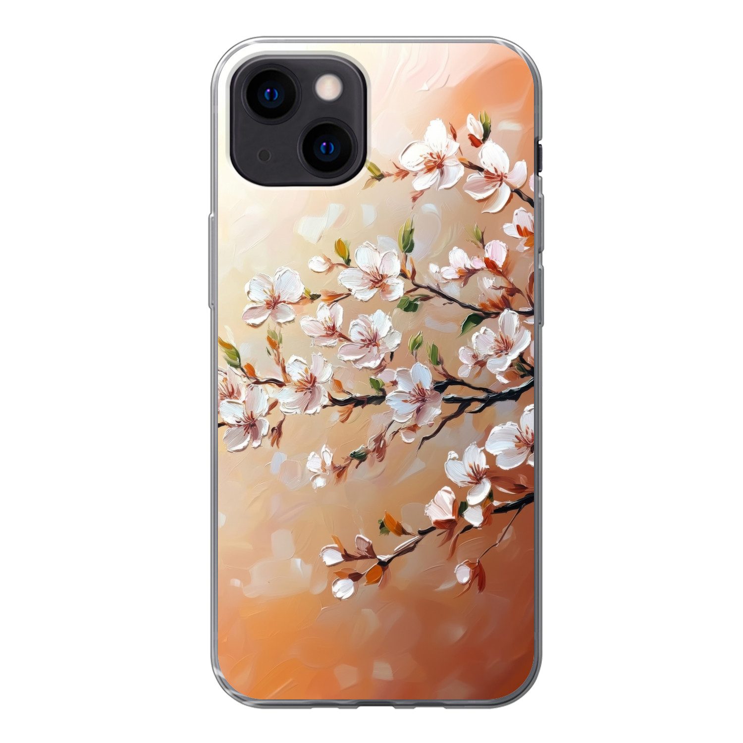 MuchoWow Handyhülle für Apple iPhone 13 mini Blütenzweige - Malerisch - Rosa, Smartphone-Bumper, Print, Handy Schutzhülle Dünn