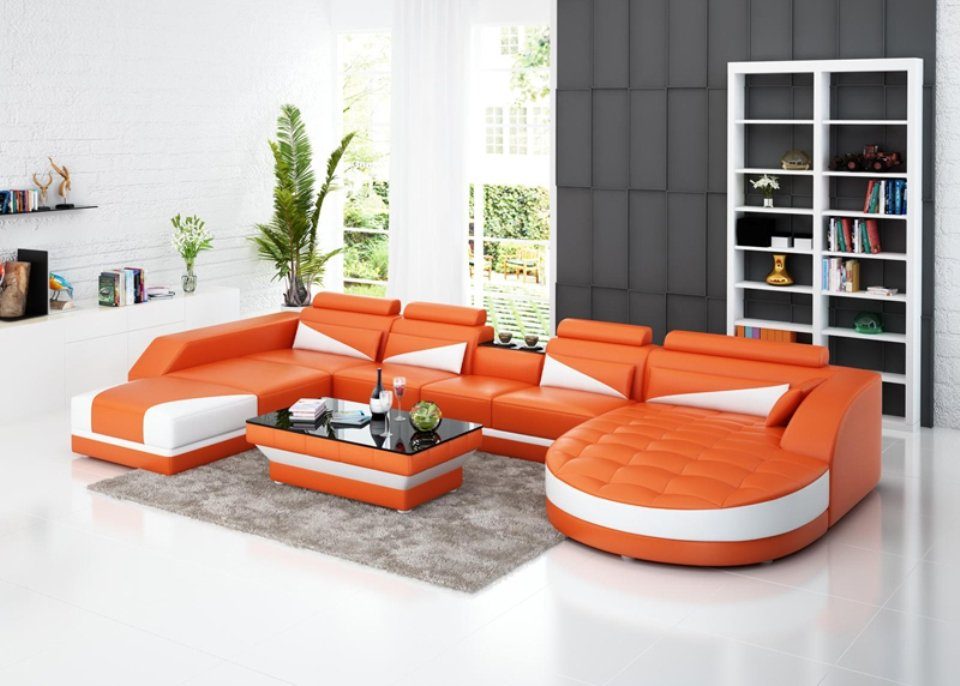 JVmoebel Ecksofa, Eck Sofa Leder Couch Polster Sitz Moderne U Form Ecke Wohnlandschaft