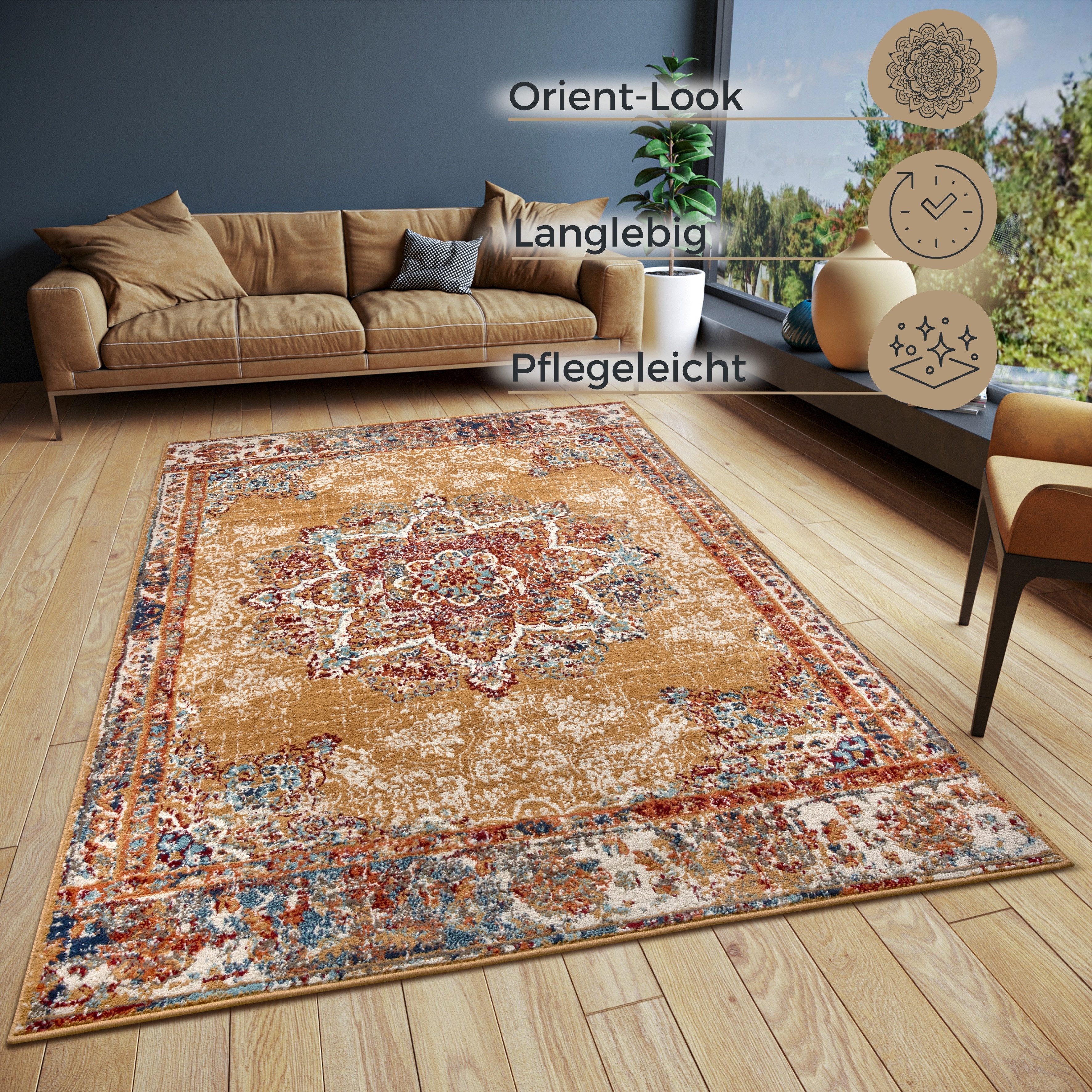 HANSE Home Teppich Maderno, rechteckig, Höhe: 8 mm, Läufer, Orientalisch, Kurzflor, Wohnzimmer, Schlafzimmer, Esszimmer