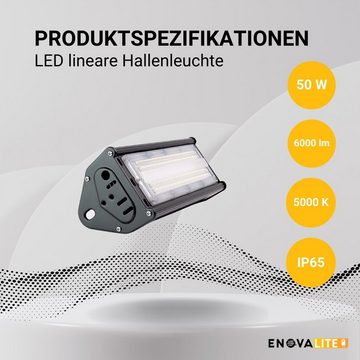 ENOVALITE LED Arbeitsleuchte LED-HighBay, linear, 50 W, 6000 lm, 5000 K (neutralweiß), IP65, TÜV, LED fest integriert, Tageslichtweiß, neutralweiß