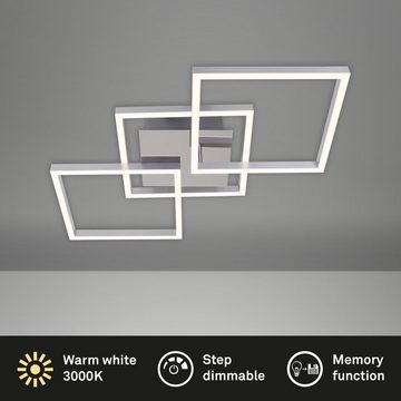 Briloner Leuchten LED Deckenleuchte 3217-018, dimmbar, schwenkbar, Speicherfunktion, LED fest verbaut, Warmweiß, Deckenlampe, 76,3x36,8x7,3cm, Chrom-Alu, 36W, Wohnzimmer, Küche, Flur