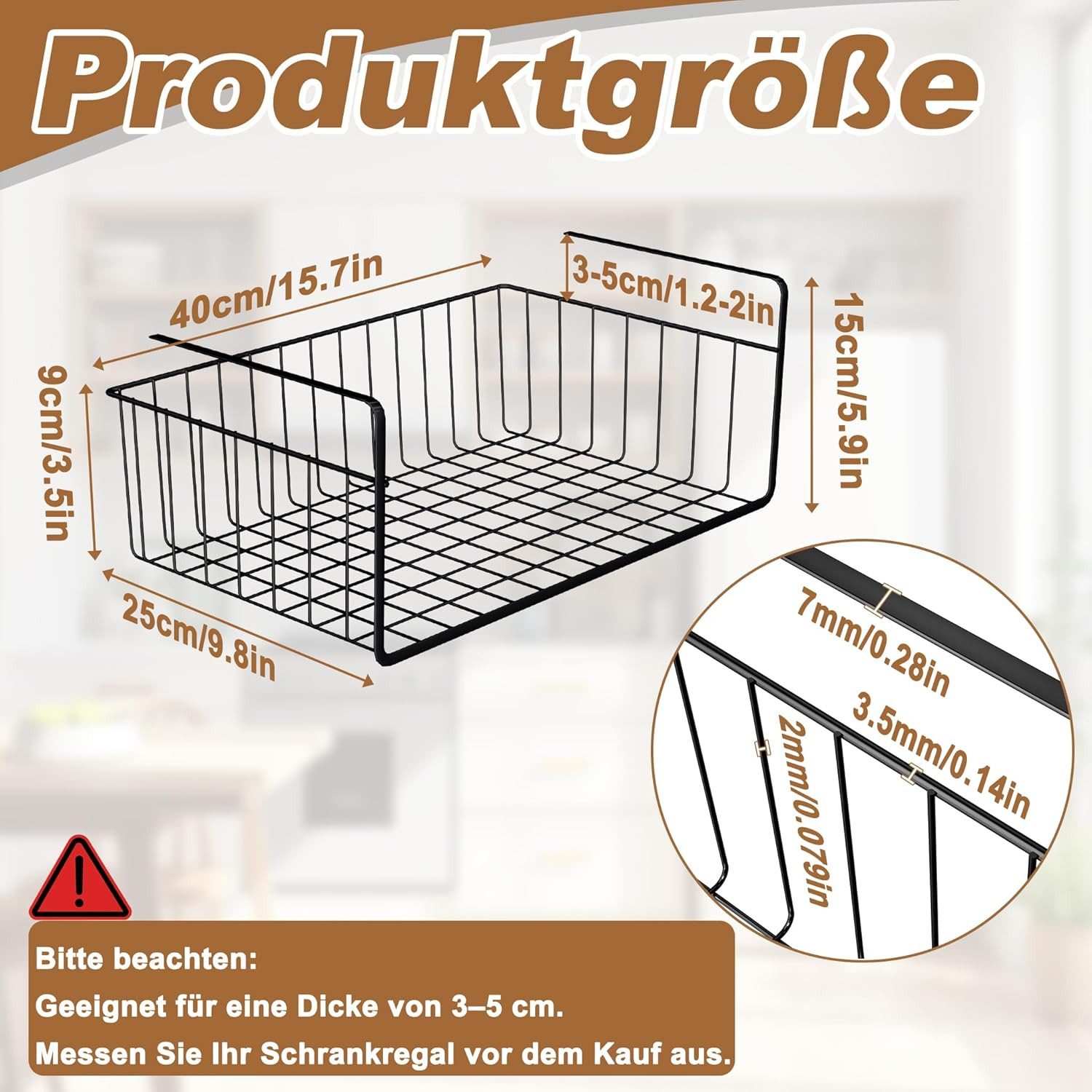 FIVMEN Einhängekorb Schrankkörbe aus Metall Aufbewahrung Hängekorb Küchenregal Organizer, Korb für Küche, Speisekammer, Büro, Bücherregal, Schrank, Badezimmer