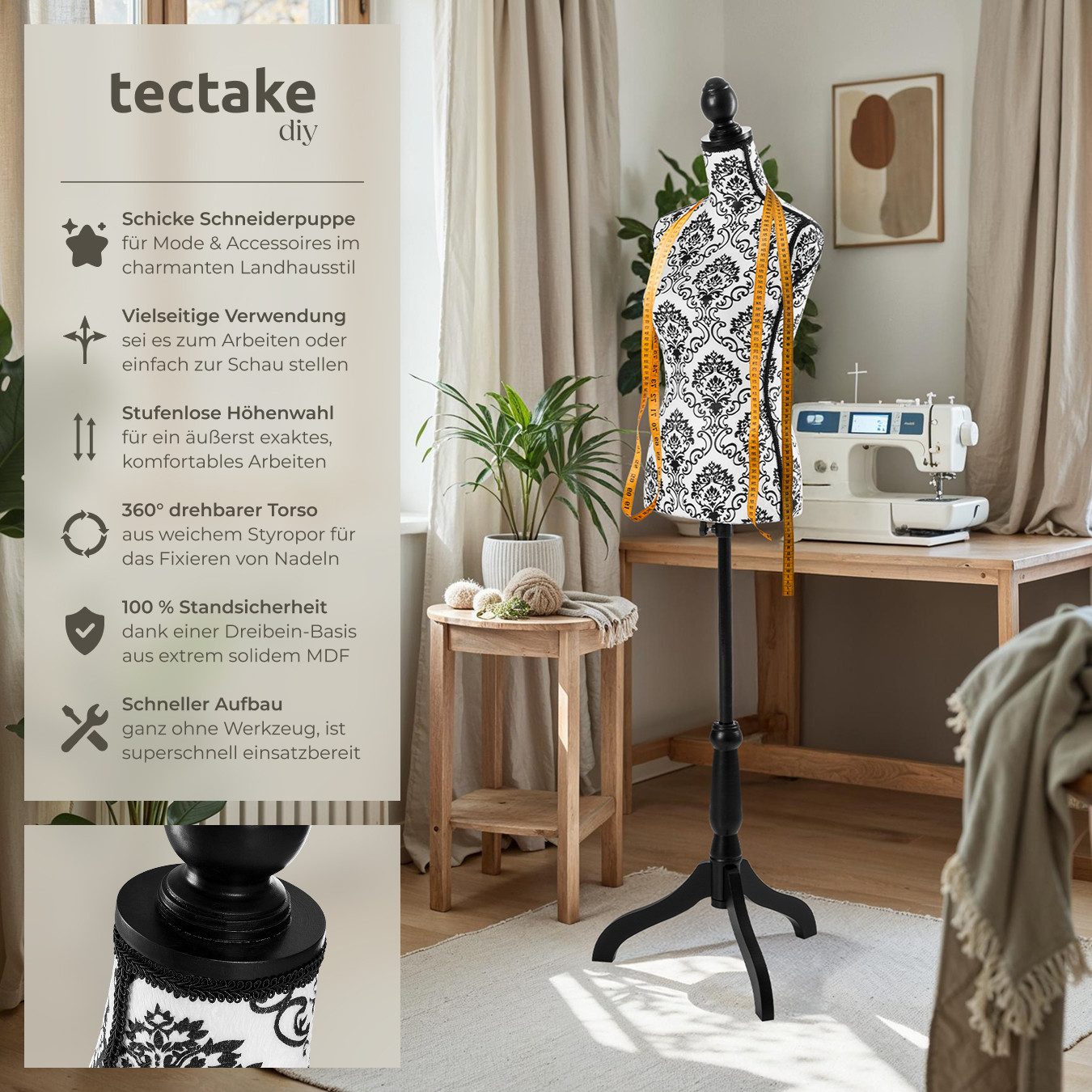 tectake Schneiderpuppe Damenbüste, Torso