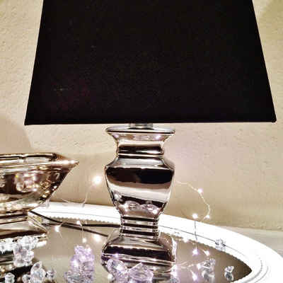 DRULINE Stehlampe Tischlampe Schwarz Silber Shabby DAISY NACHTLAMPE, Licht, Glühbirne