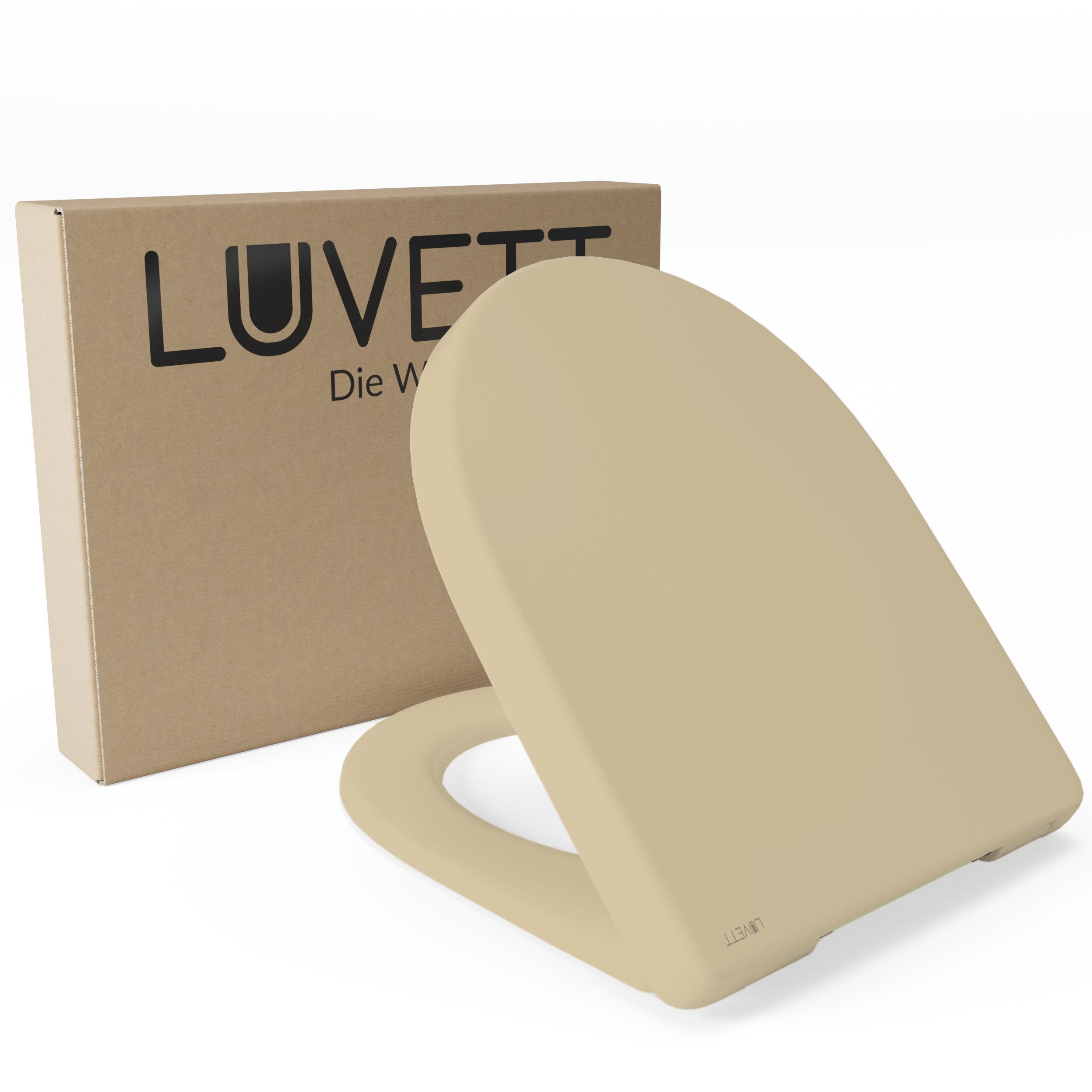 LUVETT WC-Sitz D140 Softclose Absenkautomatik, Duroplast, Geberit Renova Icon, D-Form (2 Montagevarianten von oben), mit Original SoftClose® Absenkautomatik, Duroplast, WrapOver
