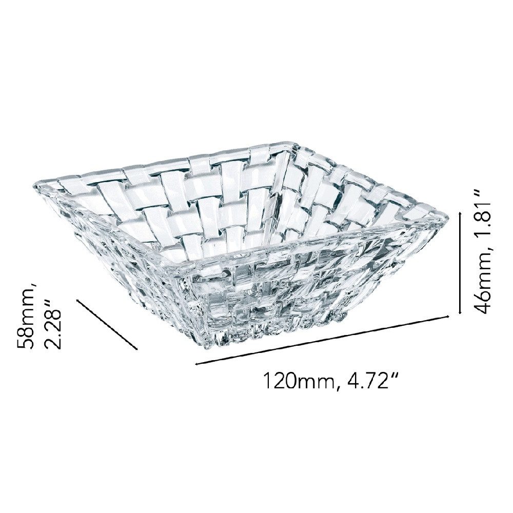 Nachtmann Servierschüssel Nachtmann Bossa Nova Schale Quadratisch 12x12x4,6 cm 2er Set, Kristallglas, (Set)