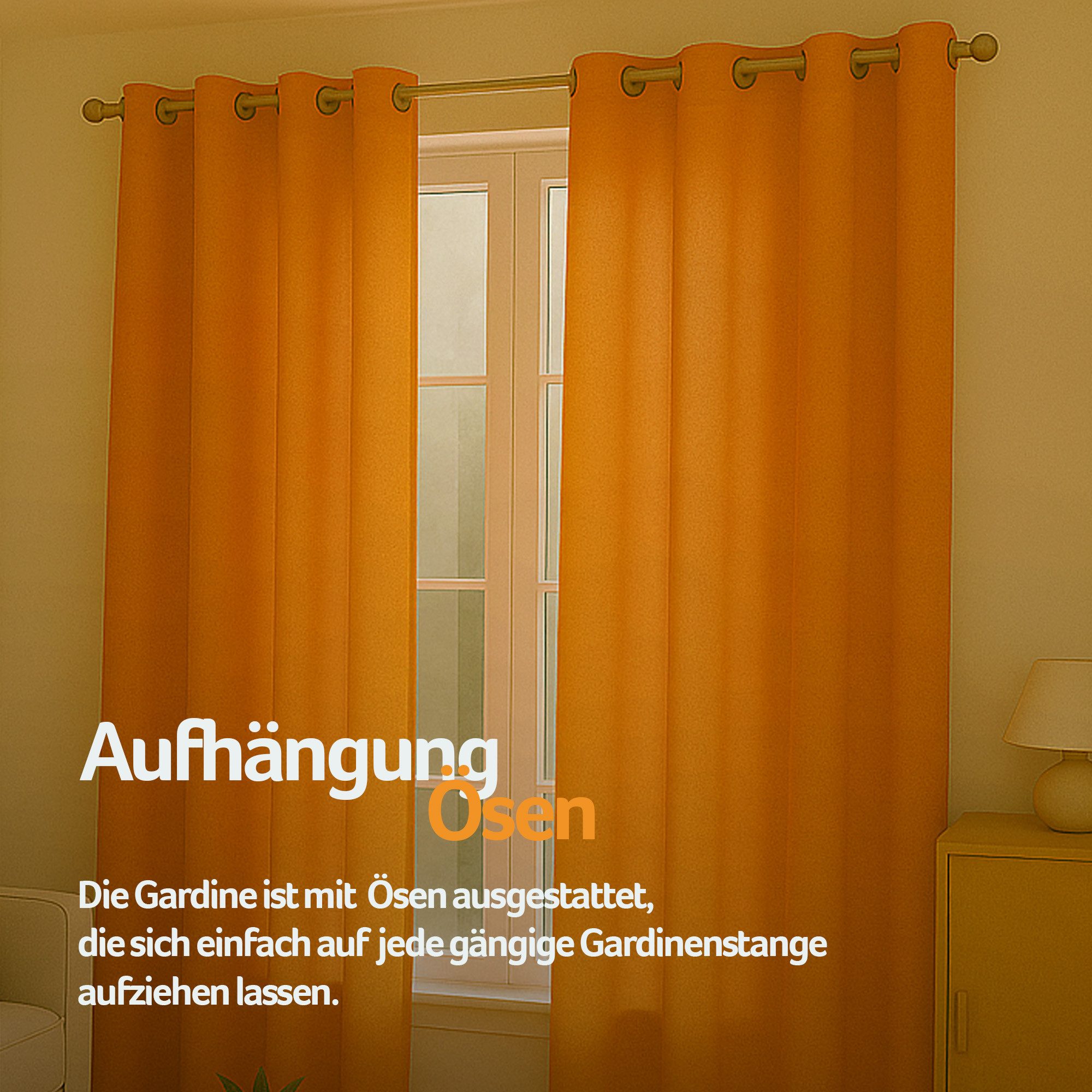 Bestlivings Gardine "Ellen" mit Ösen (2 St), Ösen, blickdicht, Polyester, matter Stoff, einfarbig, waschbar bei 30°C, bügelleicht, formstabil