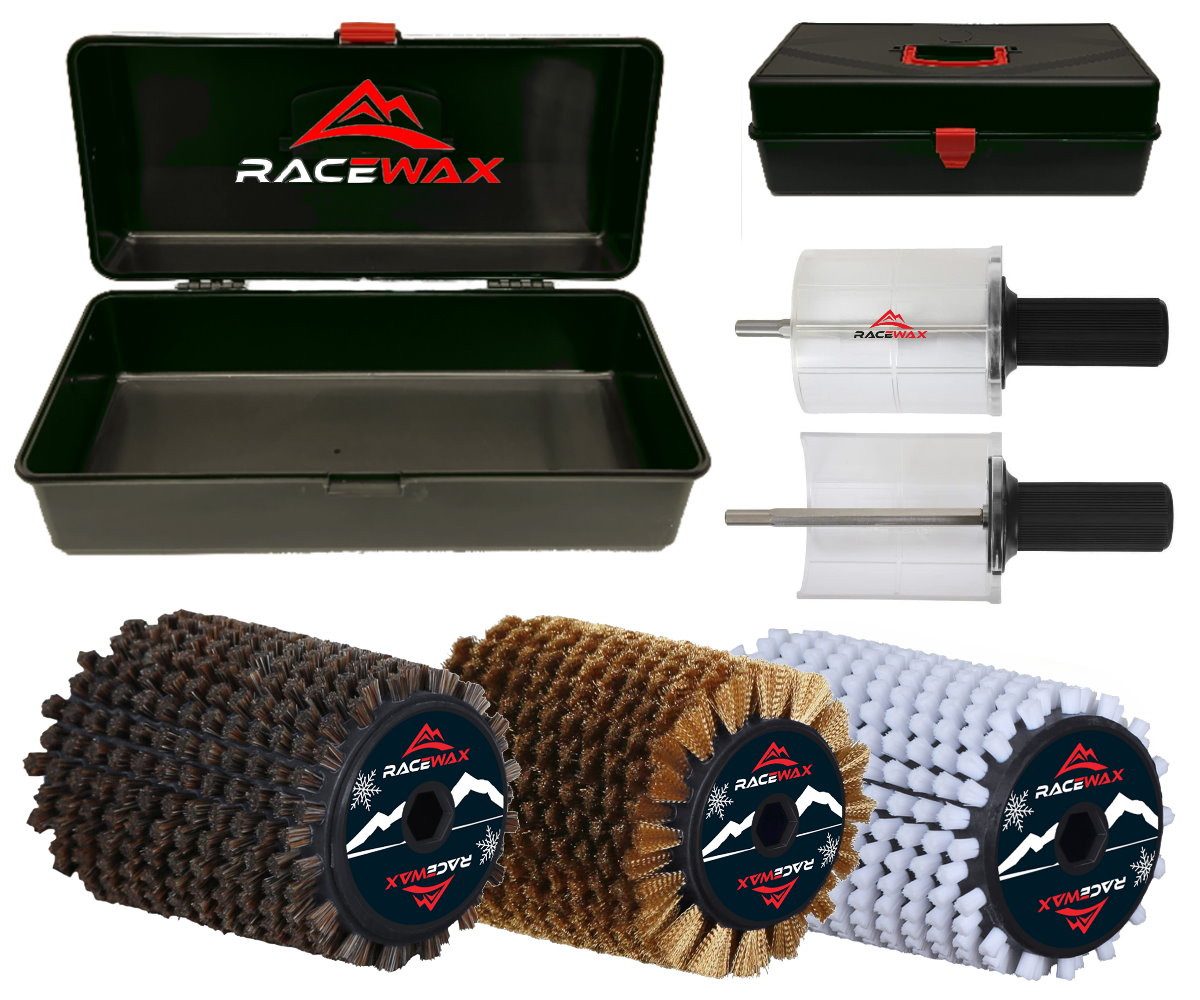 RaceWax Ski RaceWax Set Roto Bürste 120mm Nylon Roßhaar Kupfer Rotorbürste