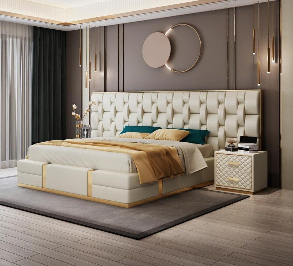 Xlmoebel Polsterbett Luxuriöses Doppelbett mit gepolstertem Kopfteil und elegantem Design (Bett), Hergestellt in Europa