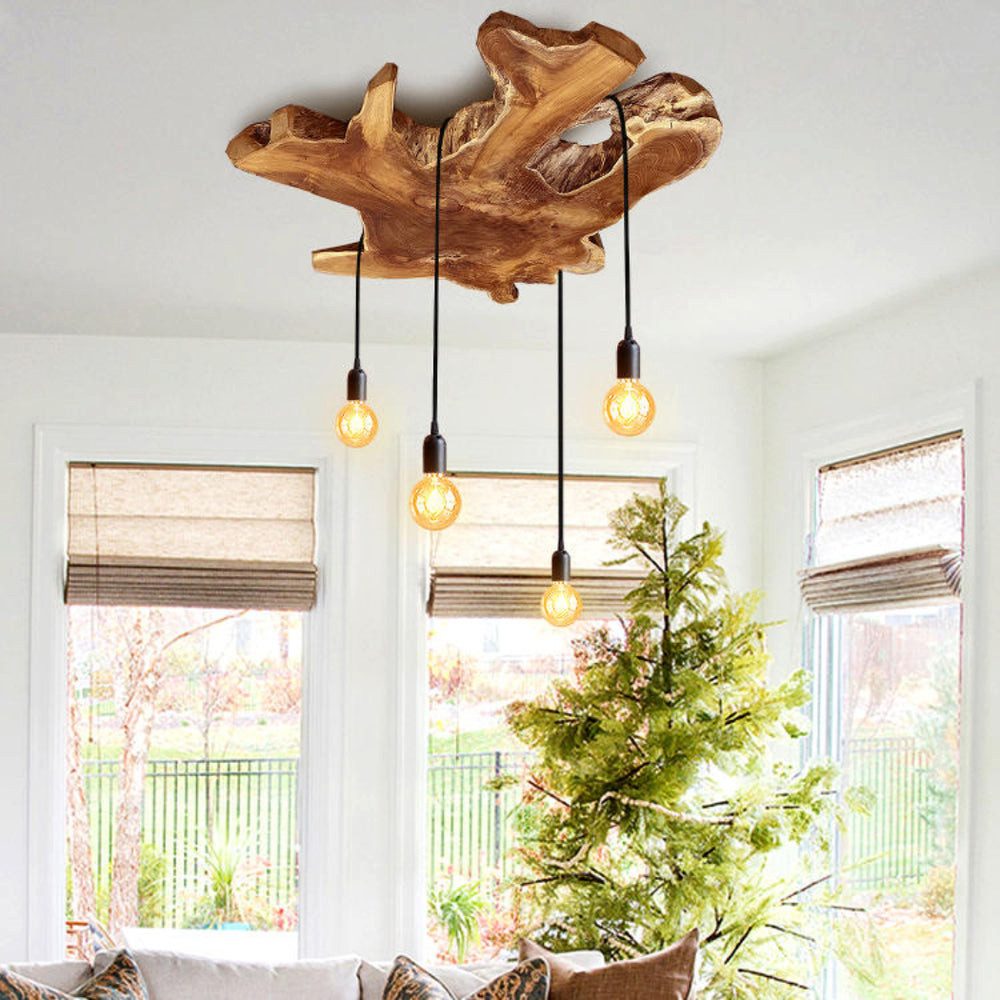 Möbel Bressmer Deckenleuchten NATURA Baumscheiben Deckenlampe aus Akazienholz mit 4 Fassungen, ohne Leuchtmittel