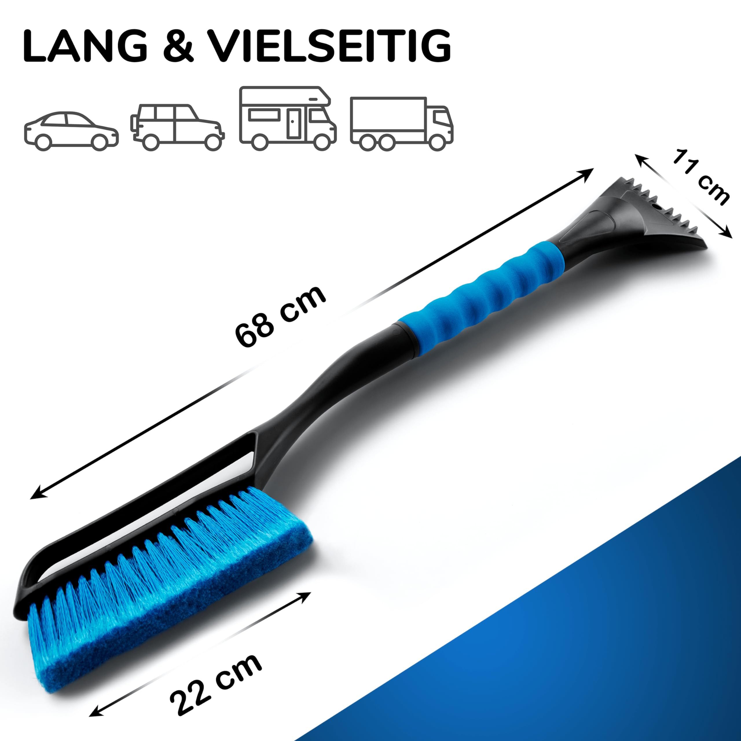 Lyvanas Car Ice Scraper with Brush, Ergonomic Professional Snow Brush for Cars, Fast & Powerful, Durable & Gentle Car Windscreen Scraper, Long & Versatile