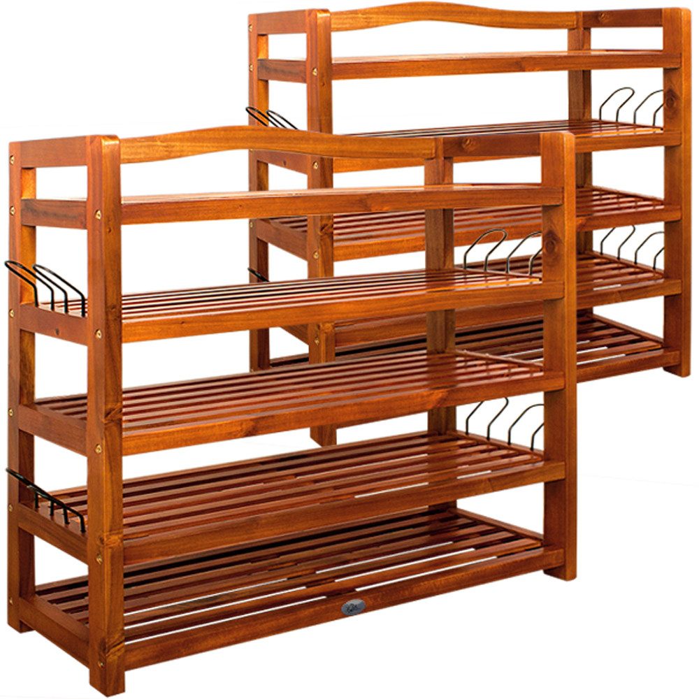 Casaria Schuhregal, Holz FSC®-Zertifiziert 5 Ebenen 80x26x82cm Akazie Schmal Platzsparend