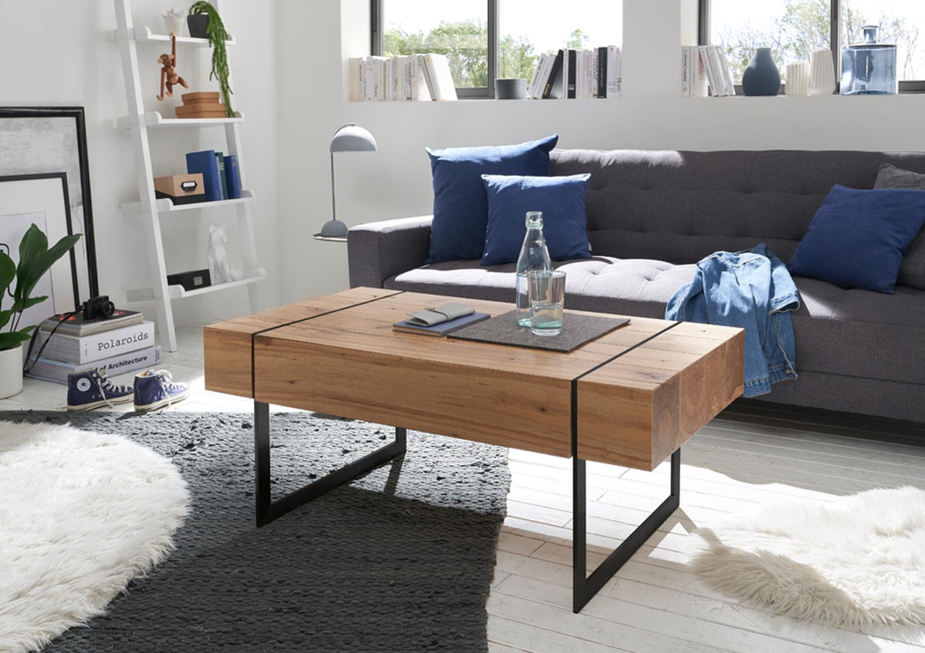 möbelando Couchtisch PAPHOS (BxHxT: 110x45x60 cm), aus Holzwerkstoff,Metall in holzfarben