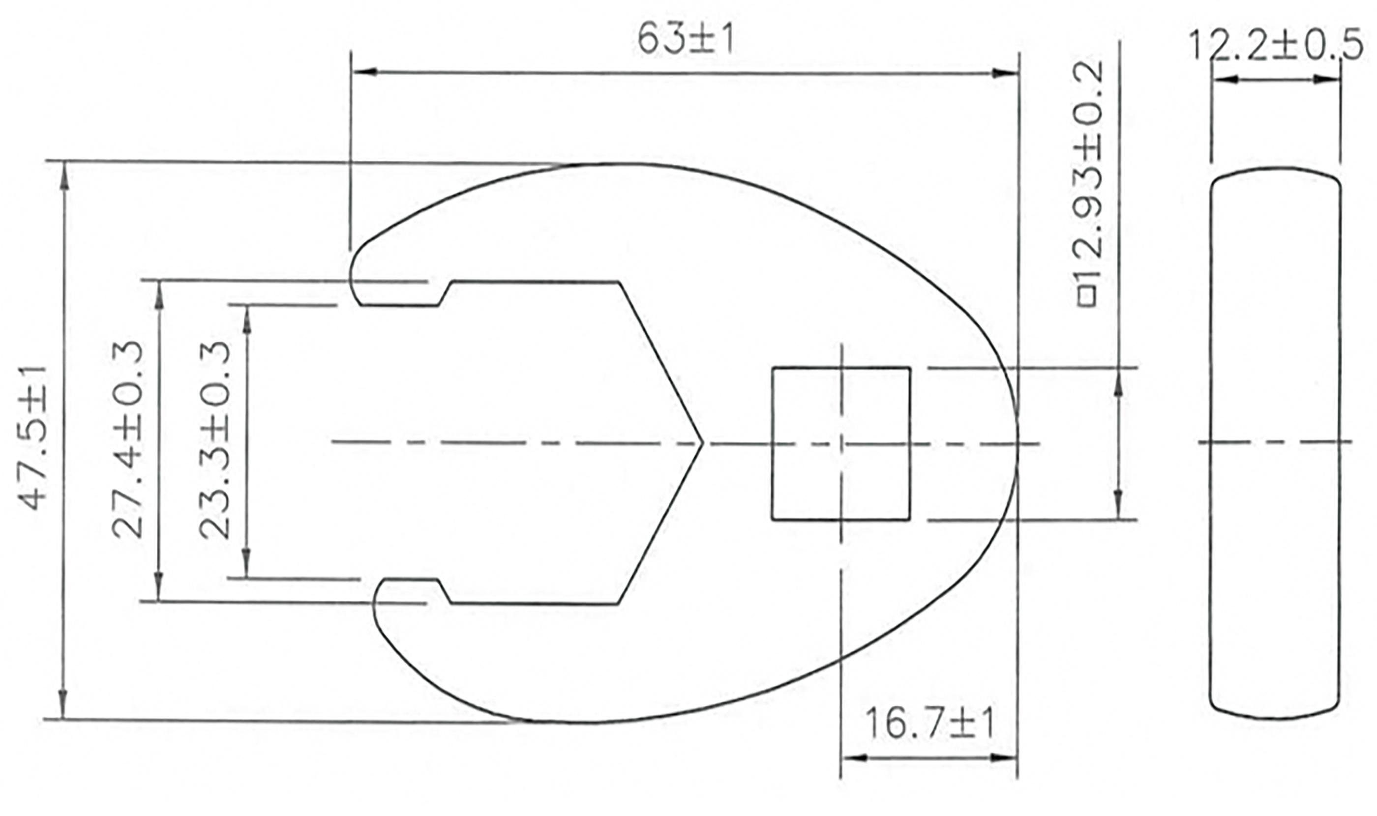 BGS technic Stecknuss Hahnenfußschlüssel, mm Innenvierkant (1/2), 12,5 27 mm Antrieb SW