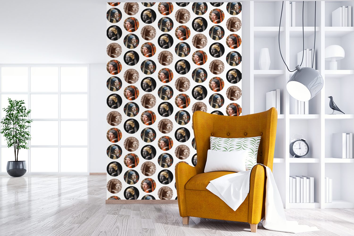 Tapete (3 Montagefertig Vinyl Perlenohrring MuchoWow Wandtapete Mädchen Muster, - für Wohnzimmer, bedruckt, Farben Matt, - Fototapete St), mit