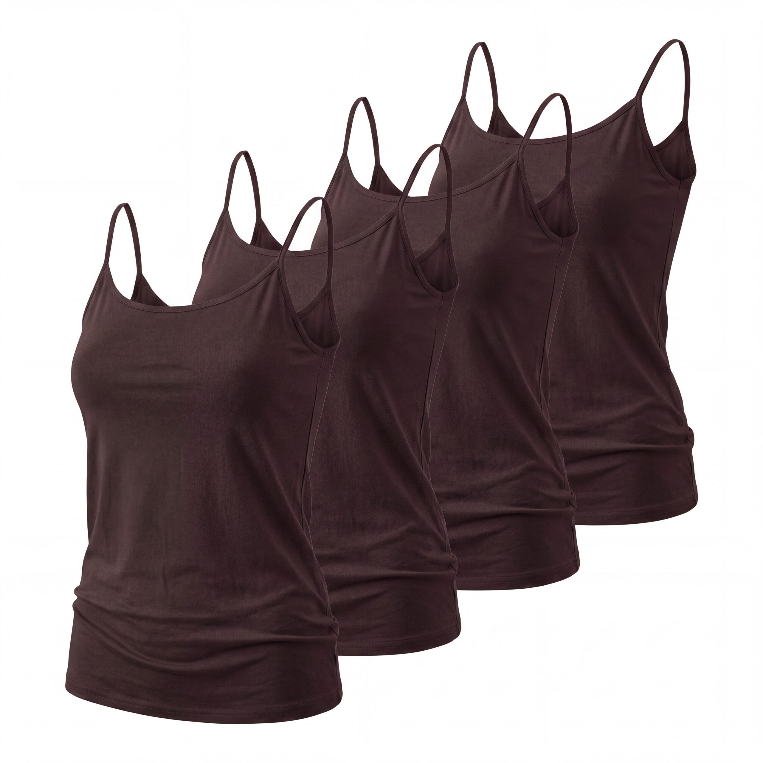 OriginalYou Trägertop Top 4er Set Damen Spaghettiträger-Top Basic Shirt in Unifarben, mit Rundhalsausschnitt