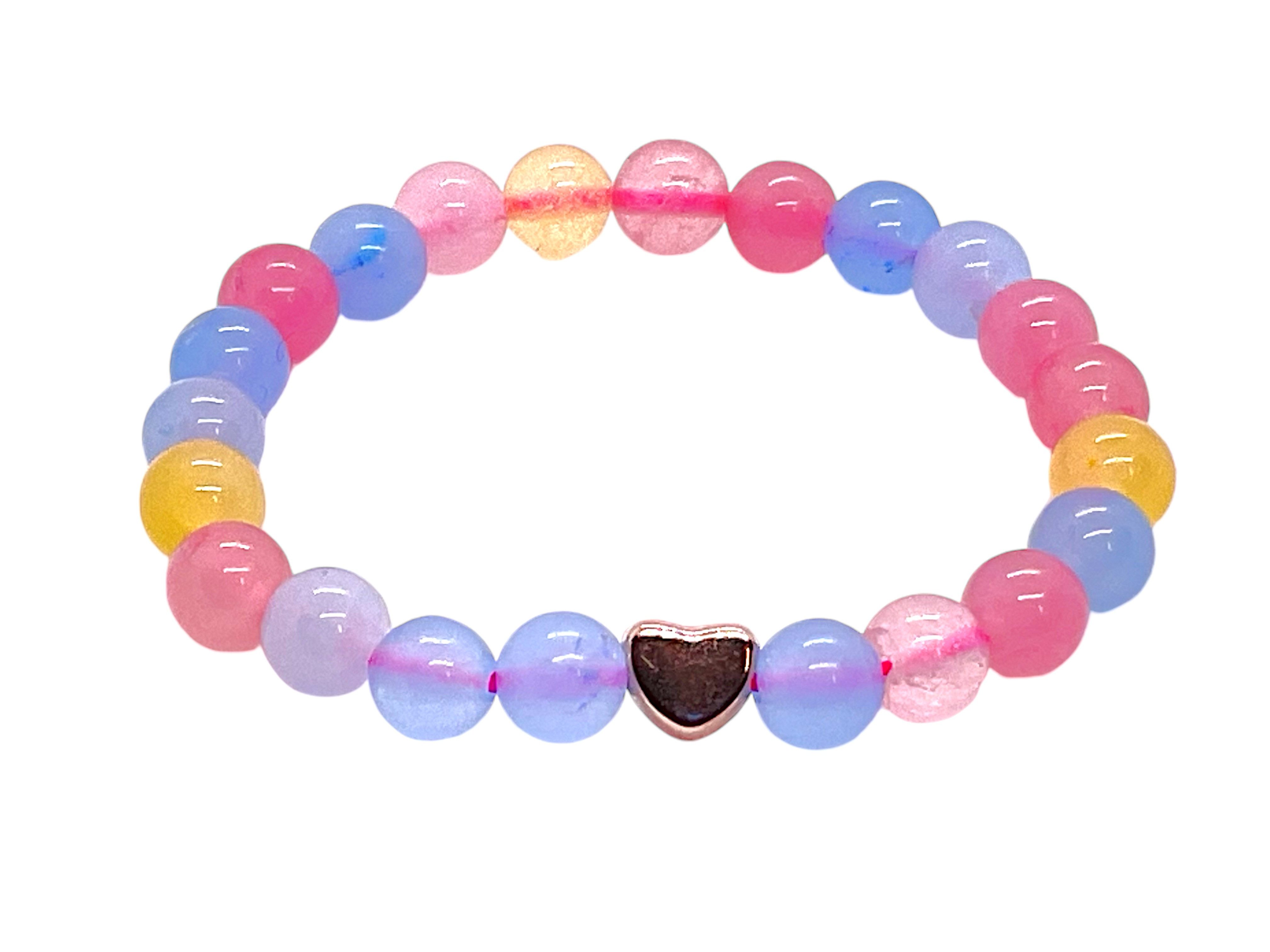 Steinfixx® Perlenarmband Edelsteinarmband aus Morganit mit 14k rosèvergoldeten Elementen (Einzelarmband 1-tlg. oder als Set Mama und Tochter, 1-tlg., incl. Geschenkbox, Handmade in Germany), Der Engelsstein, Symbol der Liebe - 18cm oder 14 cm -