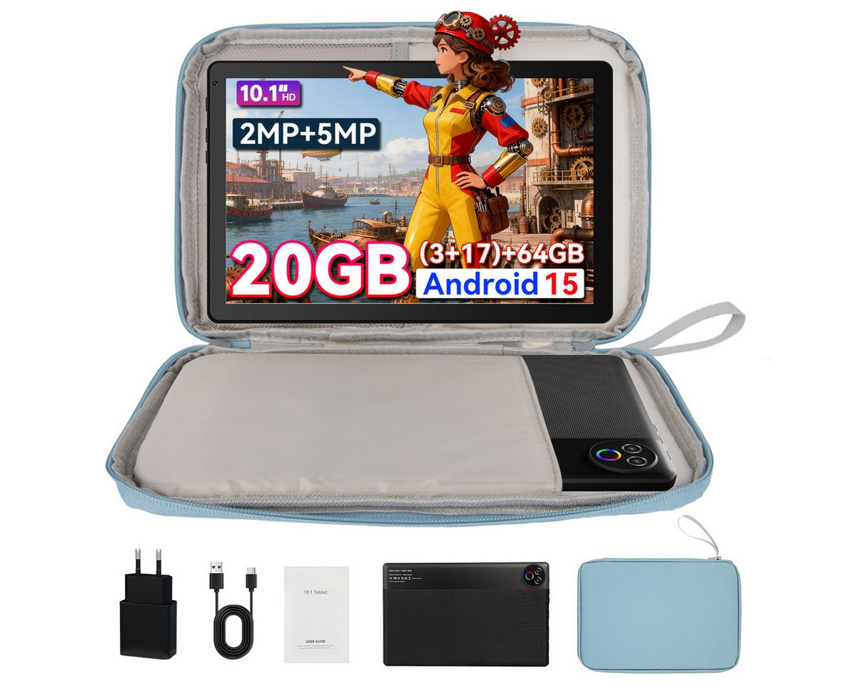 BUFO 10 Zoll 5-Core Android 15, 1280x800 IPS HD, 64GB, 5G WiFi Tablet (10", 64 GB, Andorid, 2,4G/5G WiFi, Tablet mit Blaulichtfilter, Kindersicherung, Widevine L1)