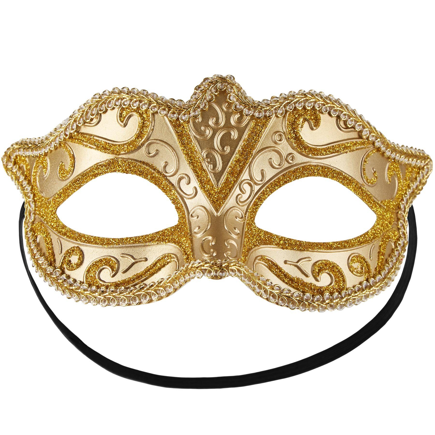 dressforfun Kostüm Faschingskleidung/Maskeradenverkleidung, in gold, ca. 18 x 11 cm, Halbmaske, Einheitsgröße, feine Muster, Zierborte, Gewicht ca. 25 g
