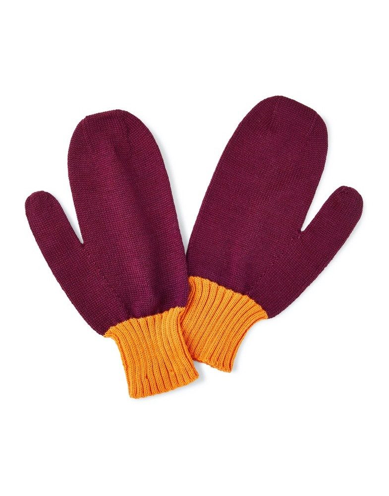 FALKE Fäustlinge Winterhandschuhe - warm und soft dunkelrot/gelb Damen/Herren 1 Paar