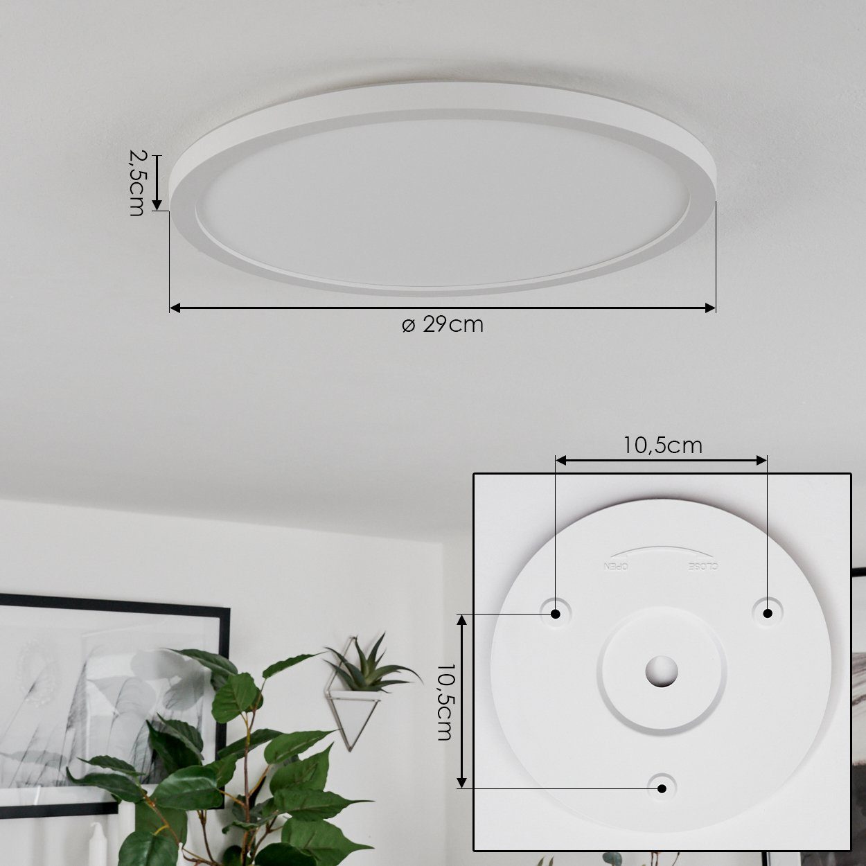 dimmbar hofstein in über Metall/Kunststoff (29cm), LED »Maestrello« Lumen, Deckenleuchte 6500 Weiß Fernbedienung, Kelvin, aus 2500 Deckenlampe