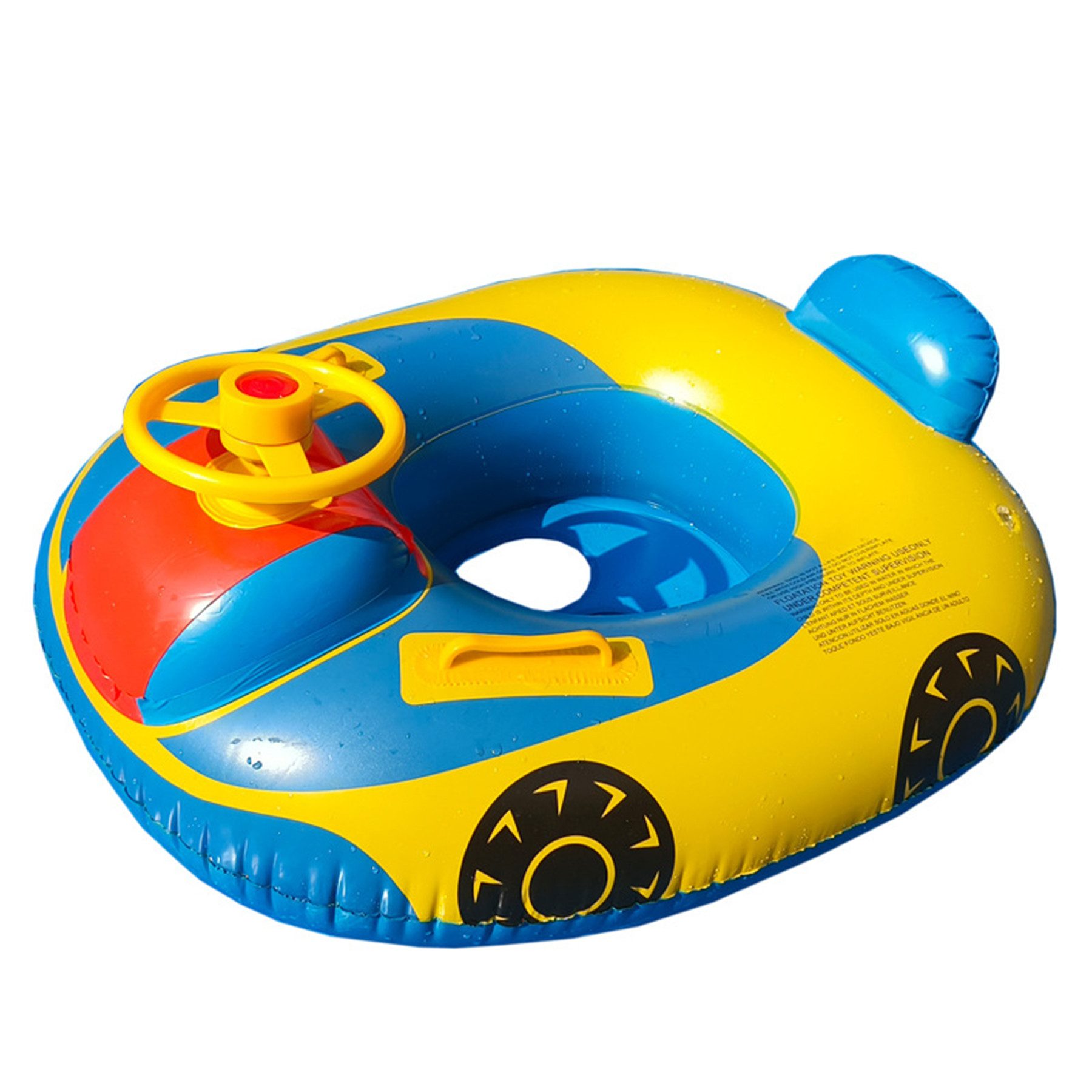 Keyura Schwimmring Baby Schwimmring, Kinder Schwimmreifen,Kleinkinder Schwimmsitz (Baby Schwimmring Aufblasbarer, Aufblasbares Boot mit Hupe/Lenkrad-Griff), für Kinder von 2,3,4,5,6 Jahre