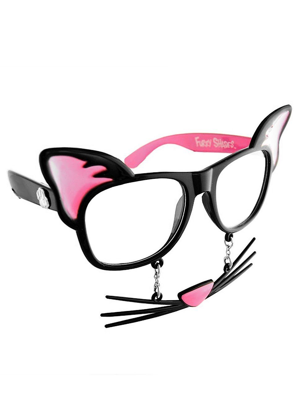 Sun Staches Kostüm Partybrille Katze, Lustige Brille mit Schnurrharr-Bart