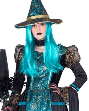 Funny Fashion Hexen-Kostüm Petrol Patty für Damen - Kurz - Halloweenkostüm Karneval Fasching