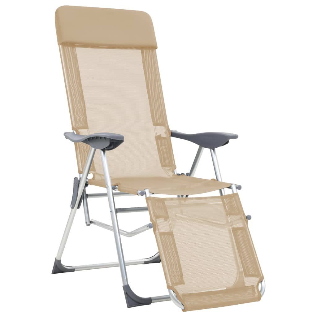 vidaXL Gartenstuhl Klappbare Liegestühle mit Fußteil 2 Stk. Creme Textilene (2 St)