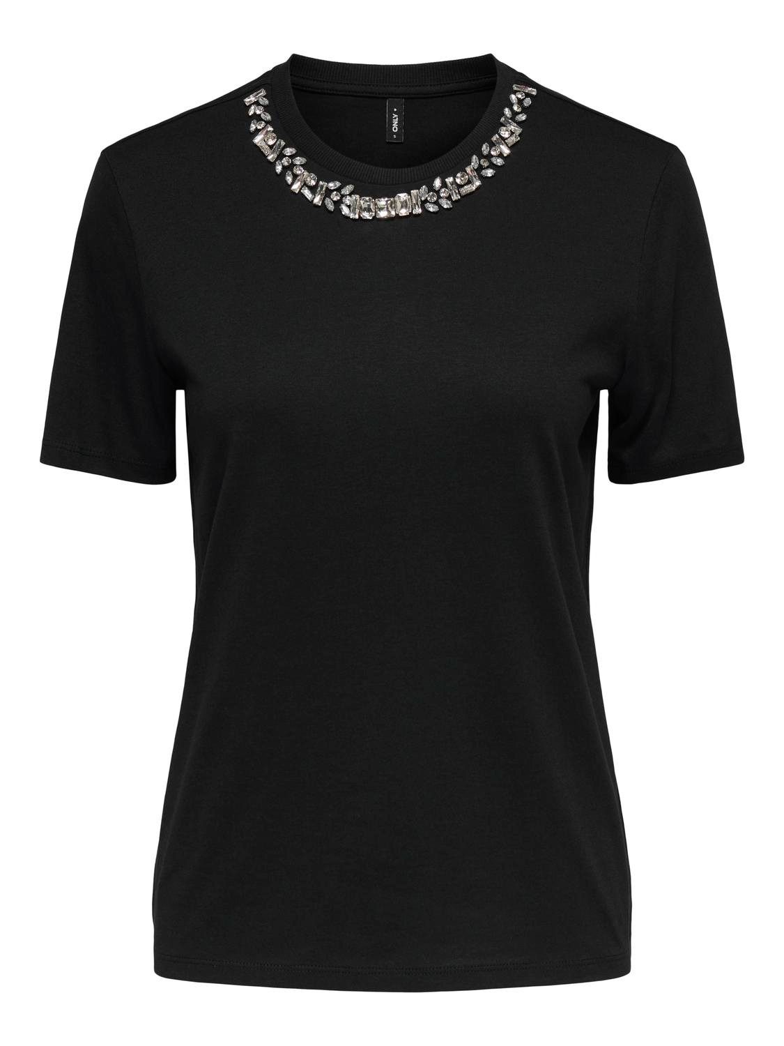 ONLY Kurzarmshirt ONLPARKER S/S O-NECK BLING TOP BOX JRS Materialmix, regul günstig online kaufen