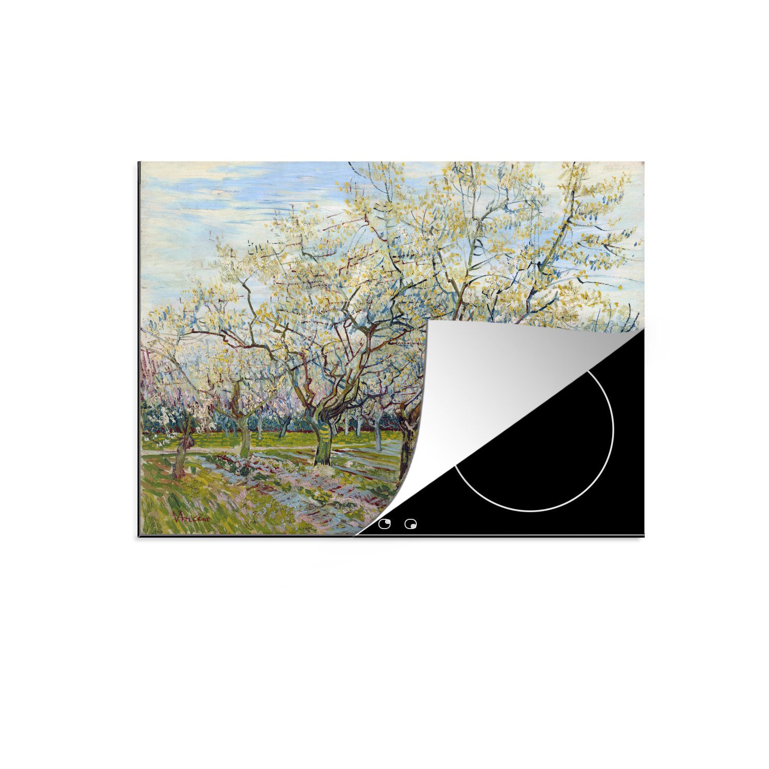 MuchoWow Herdblende-/Abdeckplatte Blühender Obstgarten - Vincent van Gogh, Vinyl, (1 tlg), 71x52 cm, Induktionskochfeld Schutz für die küche, Ceranfeldabdeckung