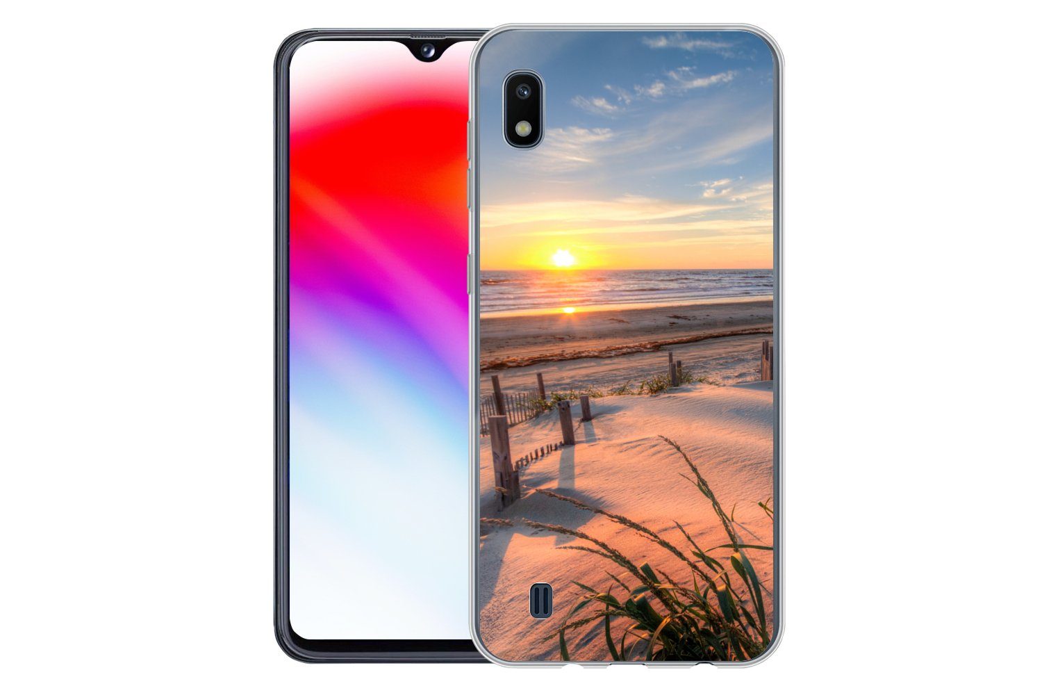 MuchoWow Handyhülle für Samsung Galaxy A10 Strand - Meer - Düne - Sonnenuntergang - Landsc, Smartphone-Bumper, Print, Handy Schutzhülle Dünn