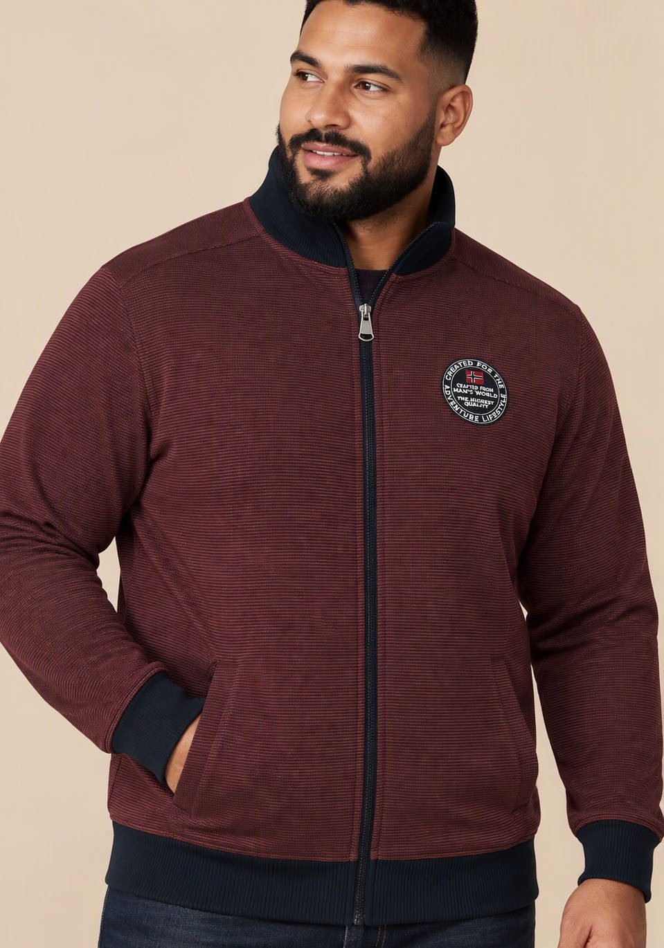 Man's World Plus Sweatjacke Regular Fit, mit normaler Länge, Langarm, aus Baumwolle und Polyester