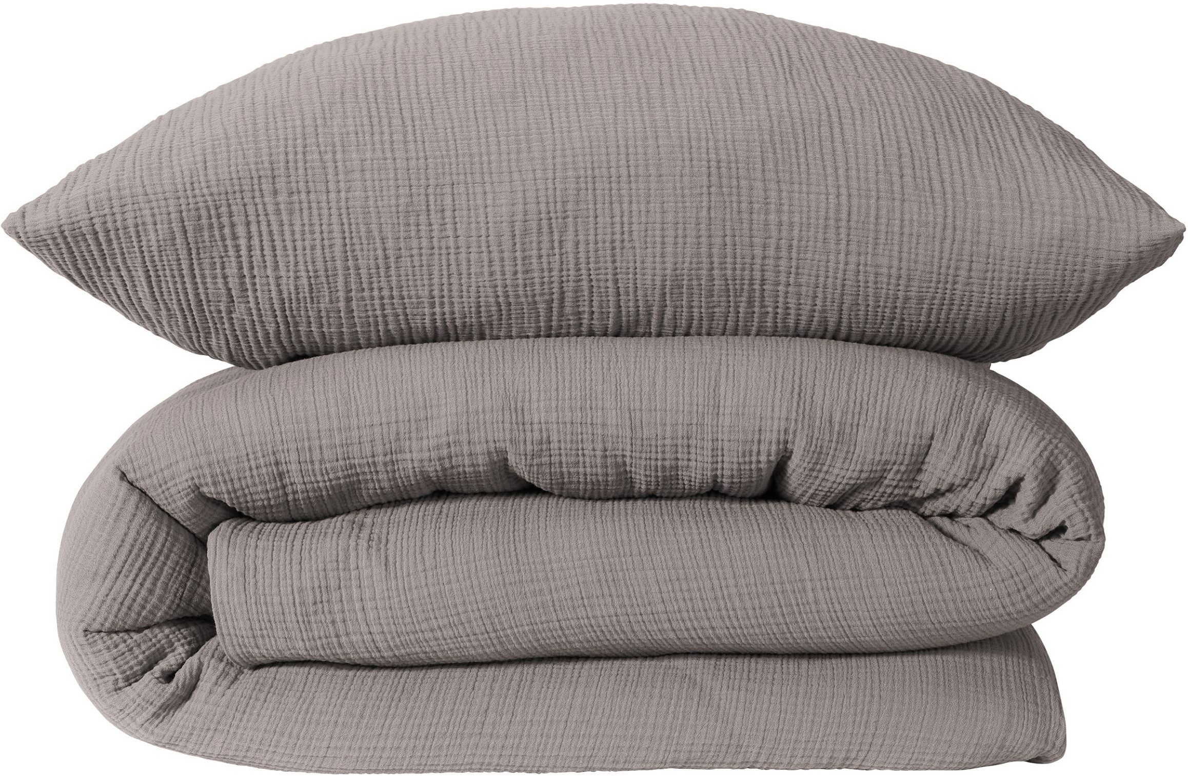 Schiesser Bettwäsche Molly aus supersofter Musselin-Qualität in gedeckten Farben, Musselin, 2 teilig, OEKO-TEX® MADE IN GREEN