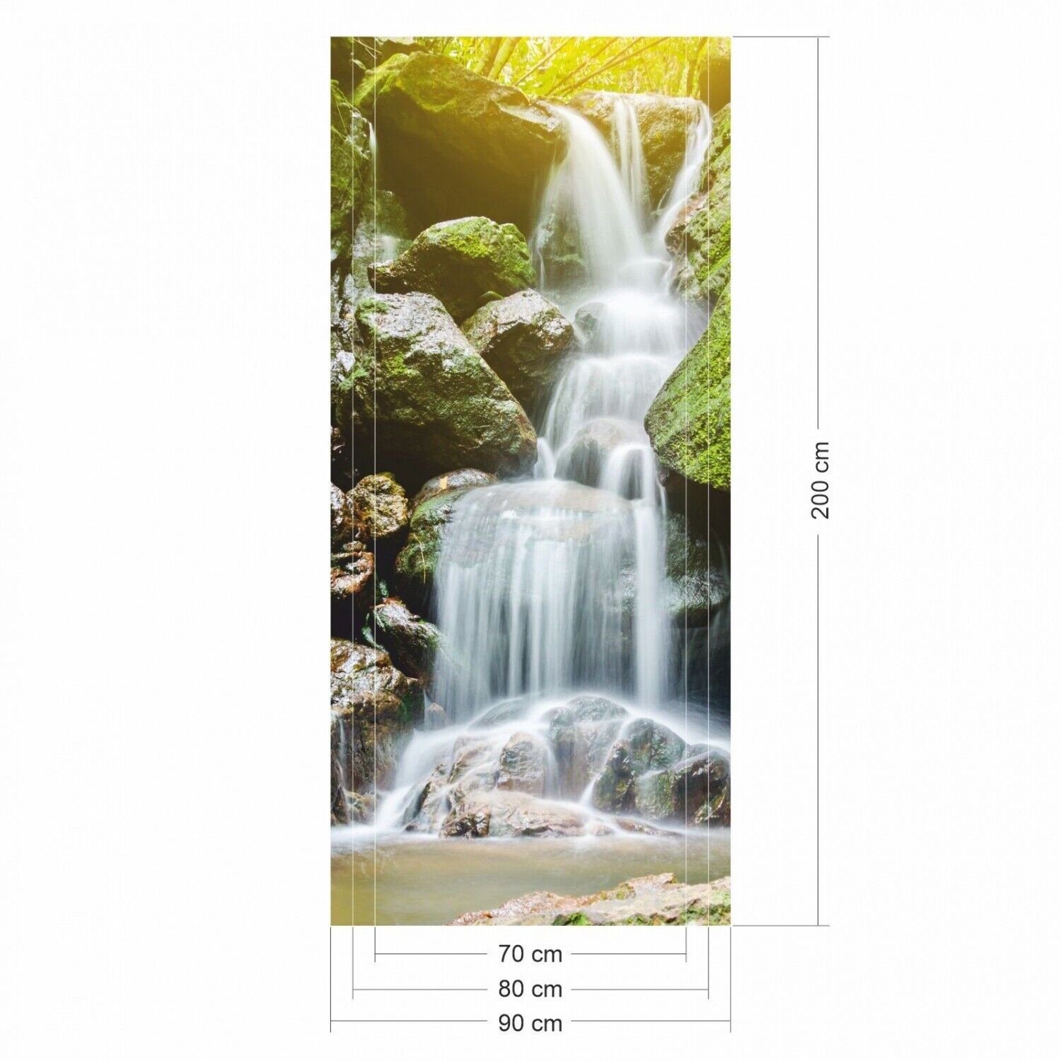 nikima Wandtattoo TB-06 selbstklebendes Türbild – Wasserfall (PVC-Folie), 0,9 x 2 m selbstklebende Folie – Bild 2 von 3