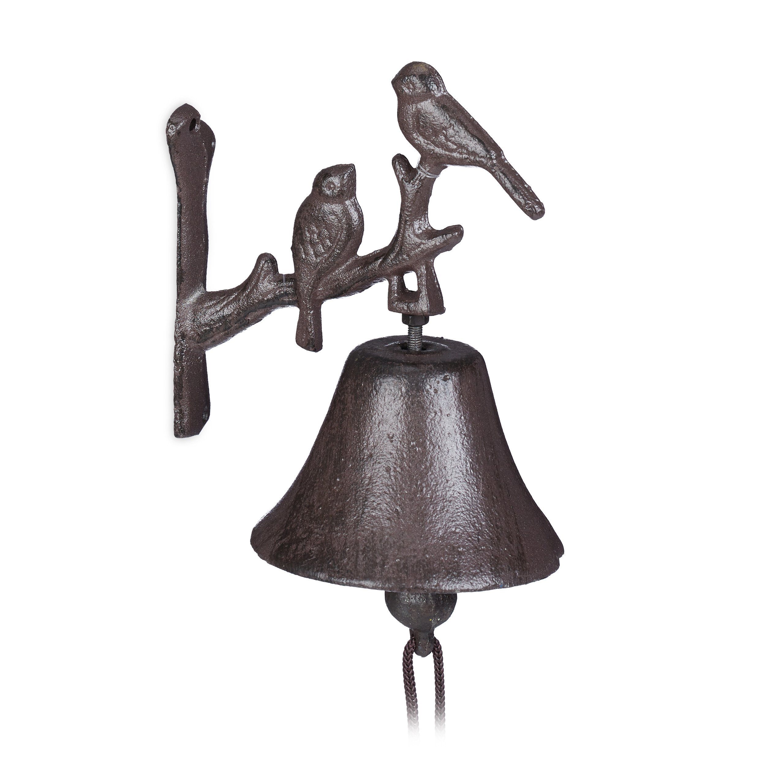 relaxdays Wanddekoobjekt Türglocke Gusseisen Vogel (1 St)