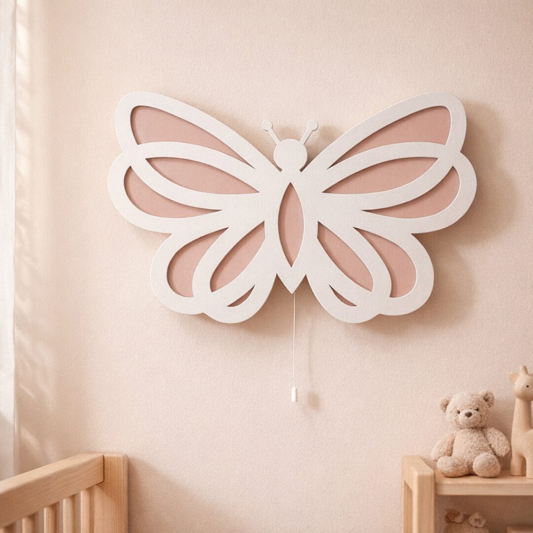 COZYCOLLECTIONS LED Wandleuchte Zweilagiger Schmetterling LED-Wandnachtlicht,(Lachs-Beige), LED, Warmweiß, Montessori-inspiriertes Schmetterlingslicht in zarten Farben