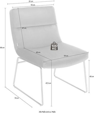 loft24 Sessel Gila (1-St), chromfarbenes Metallgestell, Sitzhöhe 47,5 cm