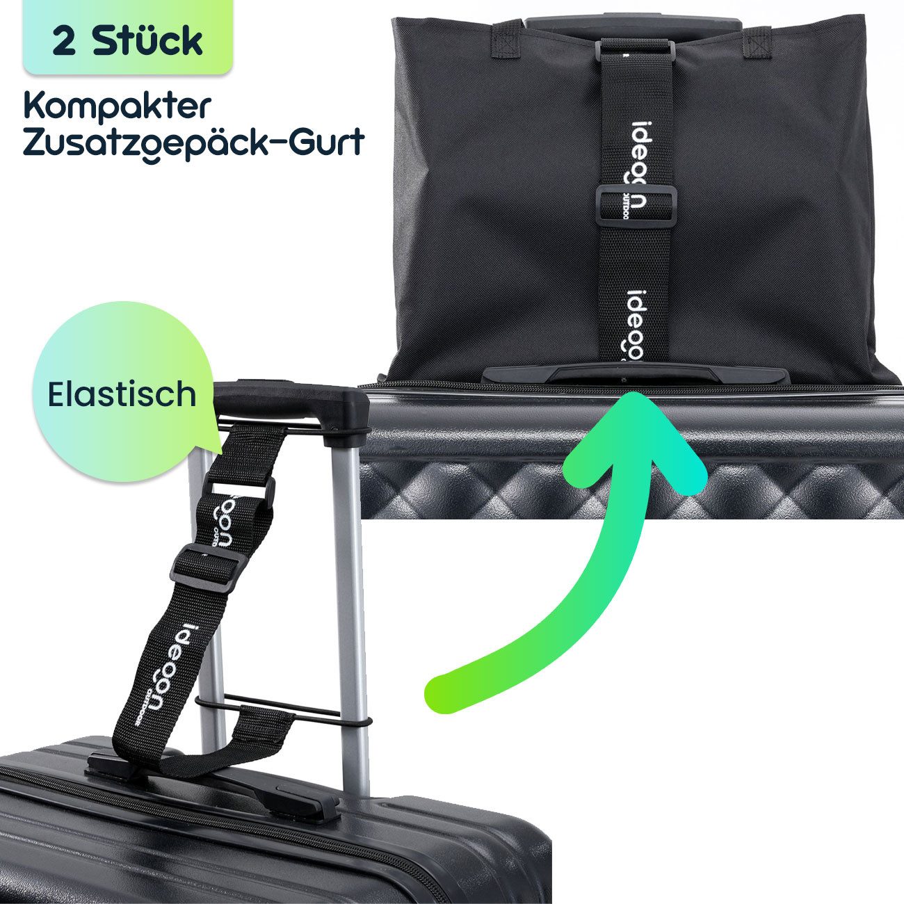 shop'n smile ideoon Koffergurt Zusatzgepäck-Gurt (2er-Set) für Handgepäck, Rucksack & Koffer, (2-tlg), Sicherer Ringverschluss