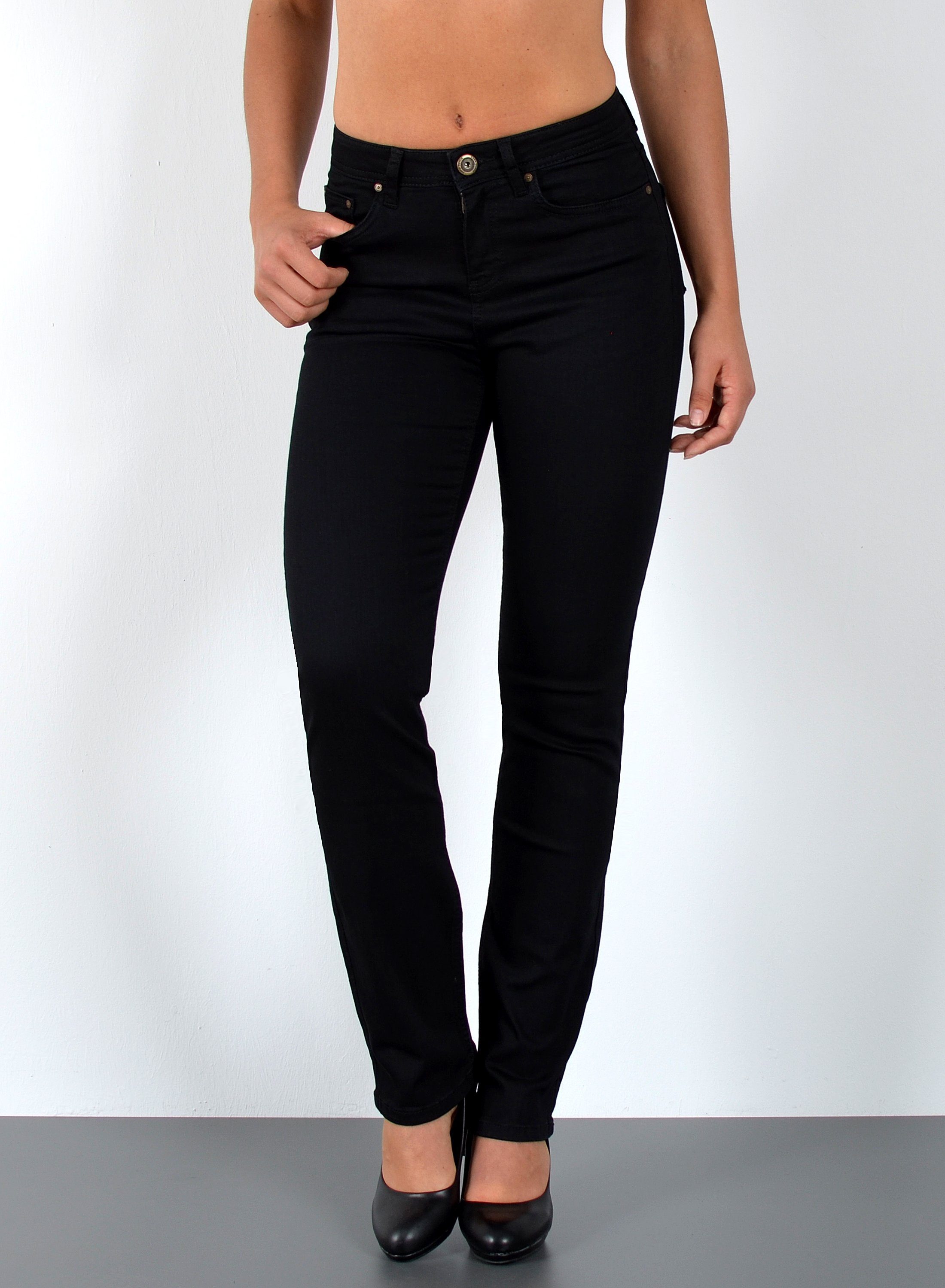 ESRA Straight-Jeans Premium High Waist Jeans Damen Straight Leg Hosen Stretch-Jeans G8 Straight Leg Damen Jeans High Waist Hose Stretch Regular Jeanshose