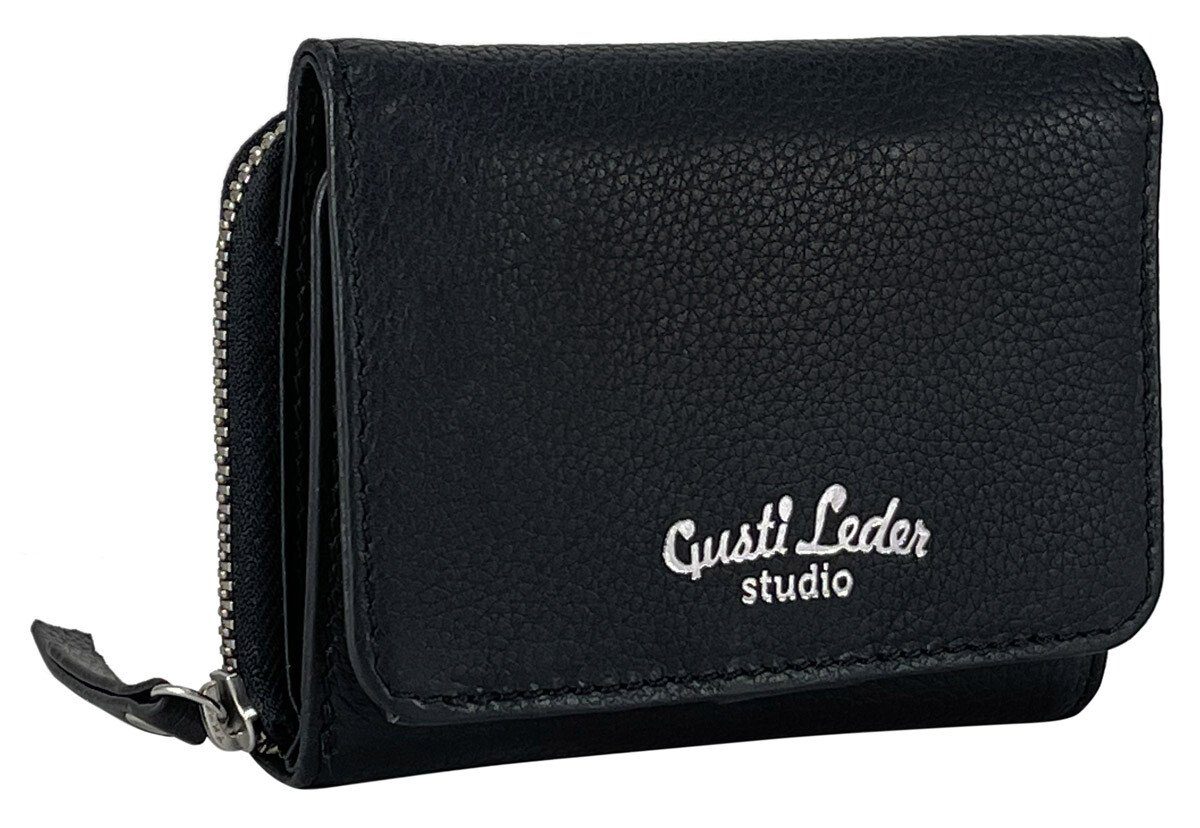 Gusti Geldbörse „Beckett“ Aus Leder – Vintage Grau, Kompakt, Mit Münzfach & RFID-Schutz, Für Damen