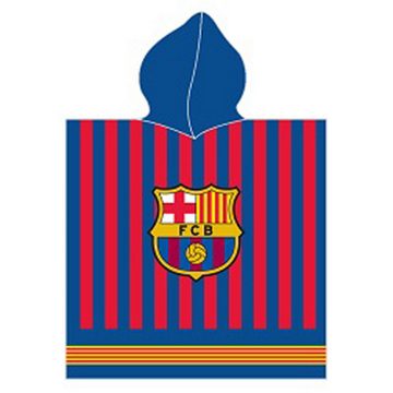 BERONAGE Kapuzenhandtuch FC Barcelona Kinder Kapuzen Fußball Bade-Poncho 60x120 cm, 100% Baumwolle, Frottee in Velours-Qualität