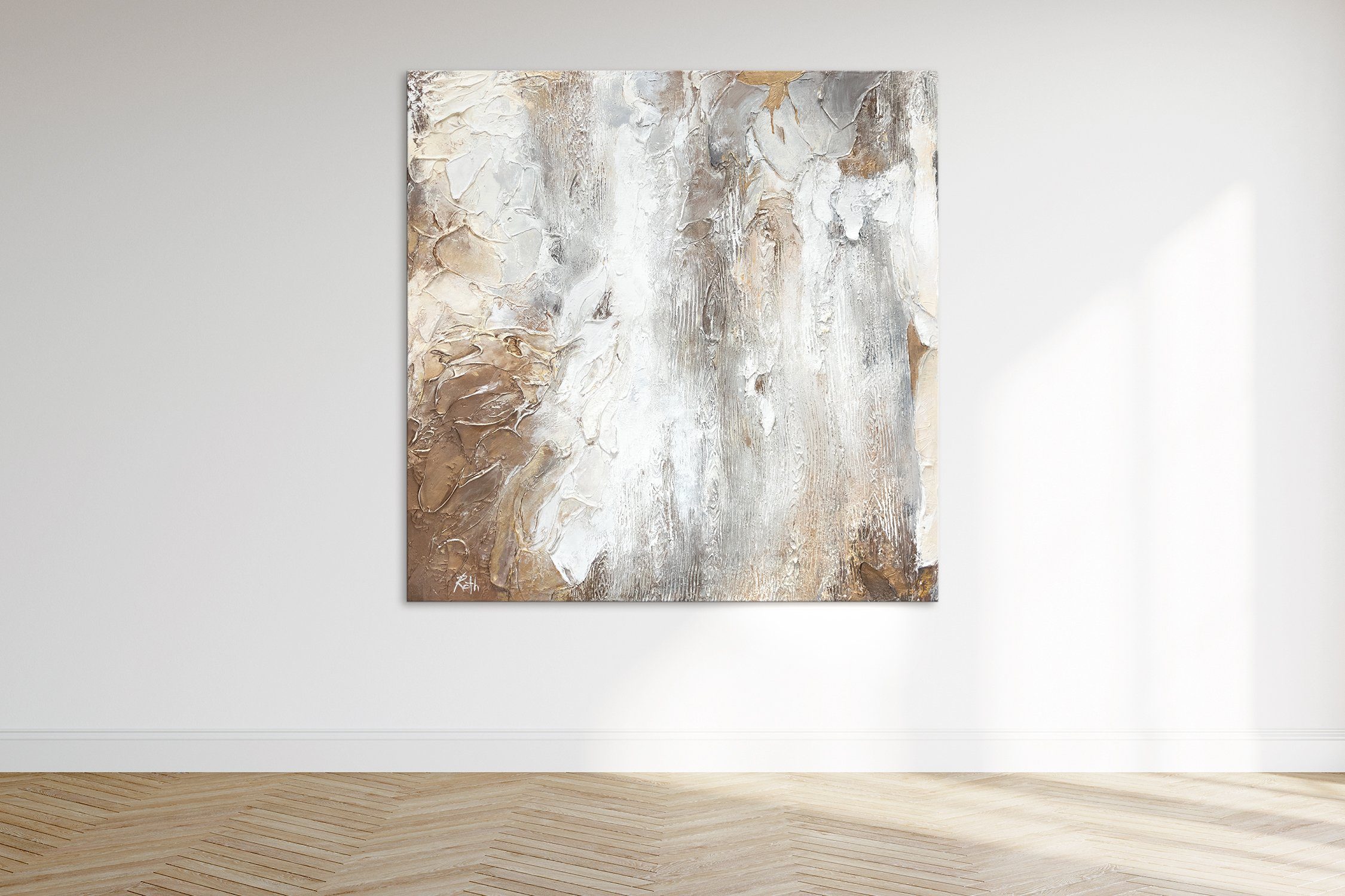 YS-Art Gemälde Weisheit, Handgemalt Leinwand Quadratisches auf Kupfer Bild Abstraktes Abstraktion