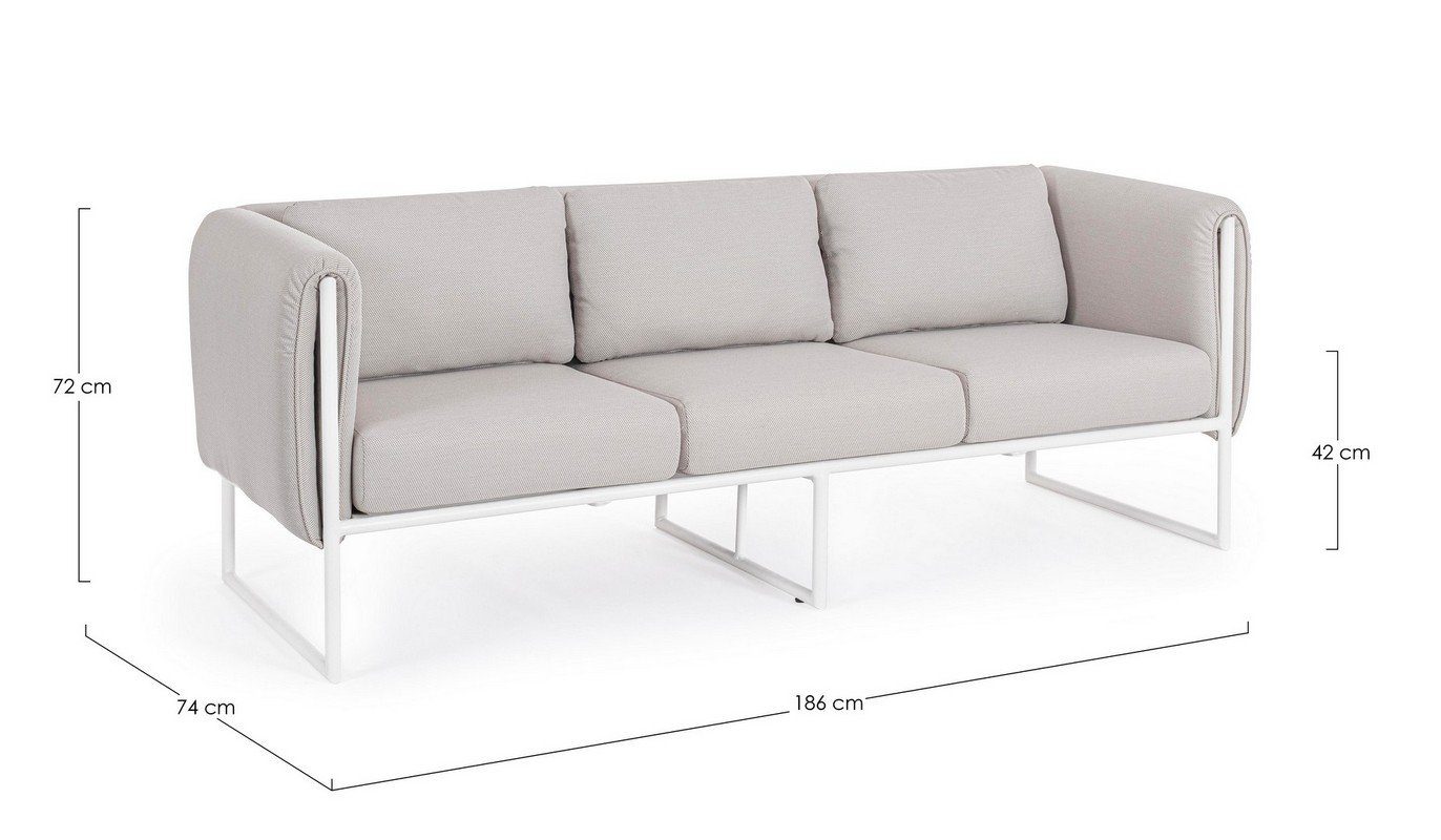 Natur24 Sofa Sofa 186x74x72cm Aluminium Couch Beige Pixel Sofa