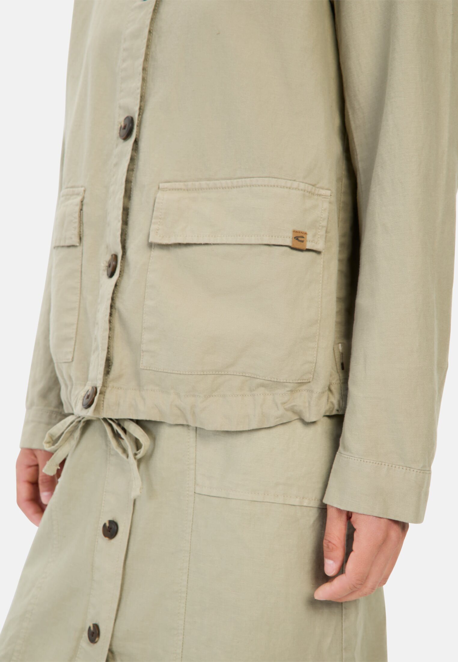 camel active Blusenblazer aus einem Leinenmix Langarm Button-Down